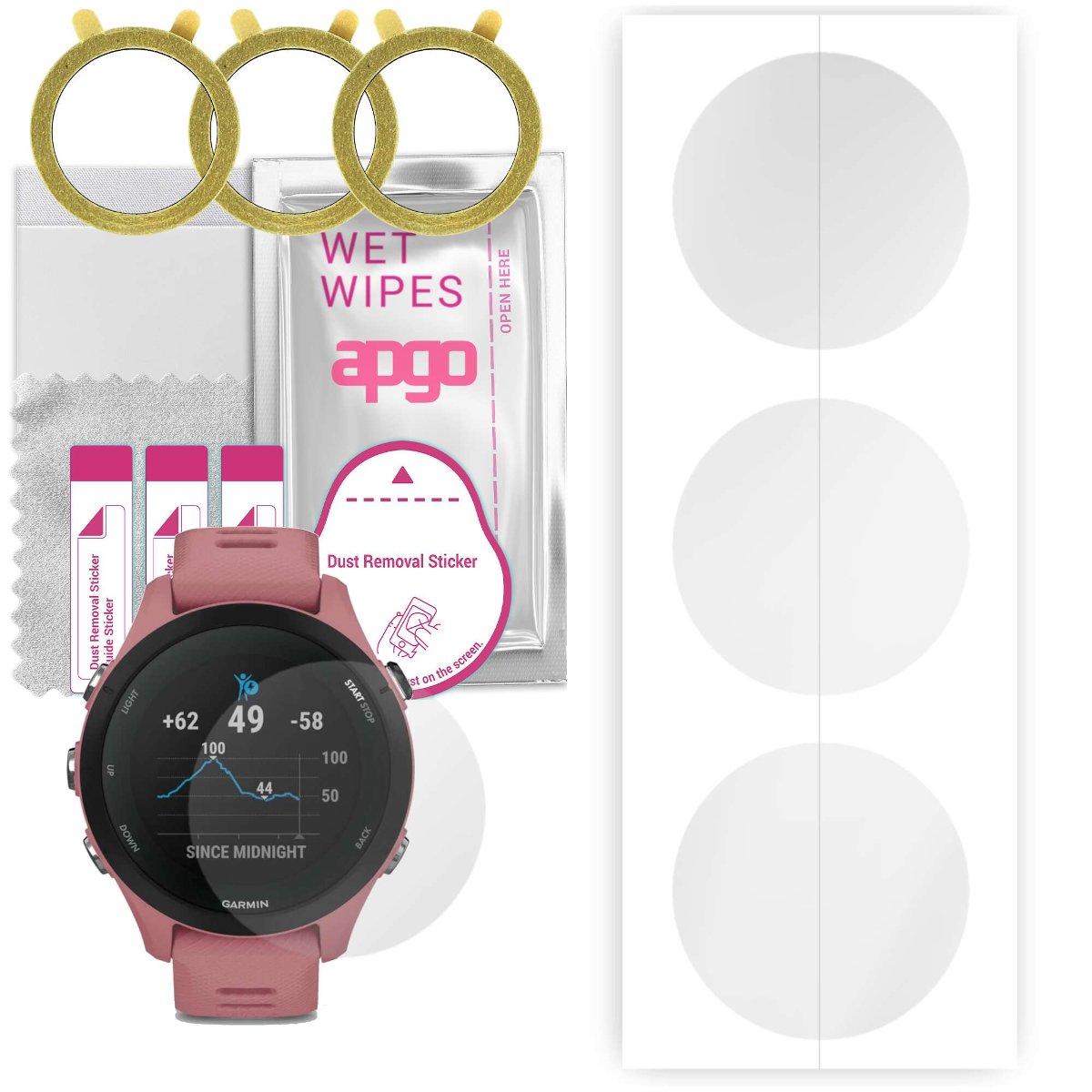 3x Folia hydrożelowa do Garmin Forerunner 255S - apgo Smartwatch Hydrogel Protection Ochrona na ekran smartwatcha