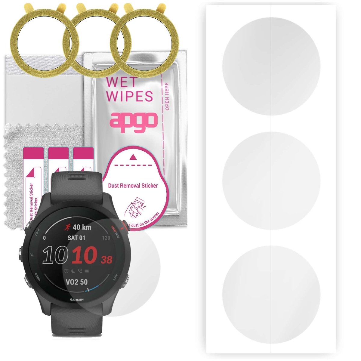3x Folia hydrożelowa do Garmin Forerunner 255 - apgo Smartwatch Hydrogel Protection Ochrona na ekran smartwatcha
