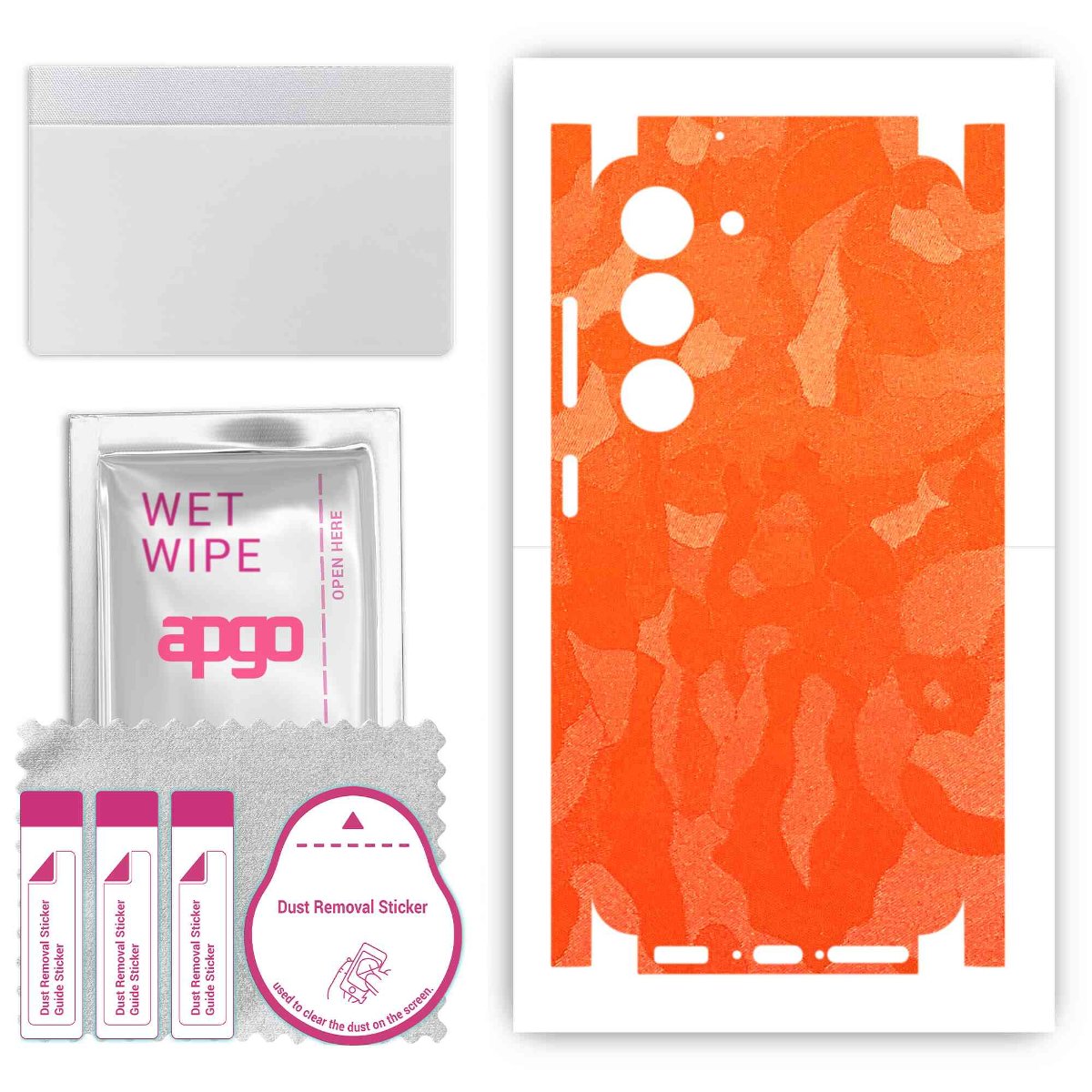 Folia naklejka skórka strukturalna na TYŁ+BOKI do Samsung Galaxy S23 -  Moro | Camo Pomarańczowy - apgo SKINS