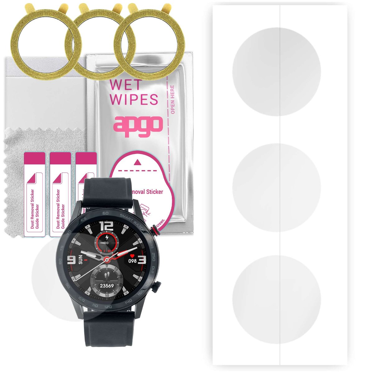 3x Folia hydrożelowa do Watchmark Fashionwatch WDT95 - apgo Smartwatch Hydrogel Protection Ochrona na ekran smartwatcha