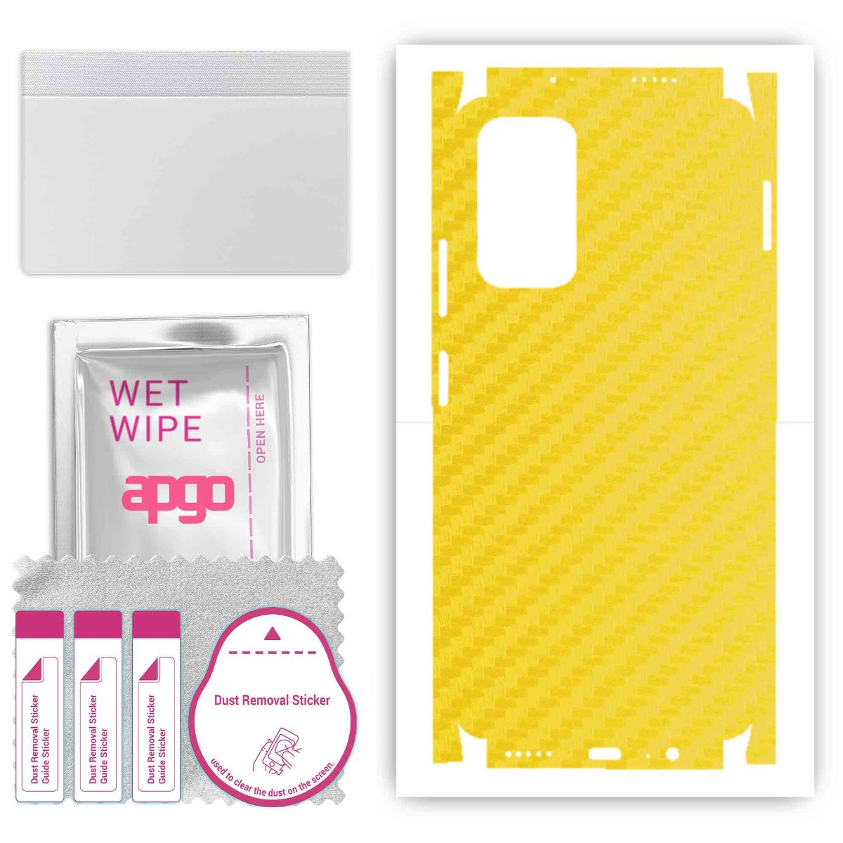 Folia naklejka skórka strukturalna na TYŁ+BOKI do Xiaomi Poco M4 Pro 5G -  Carbon Żółty - apgo SKINS