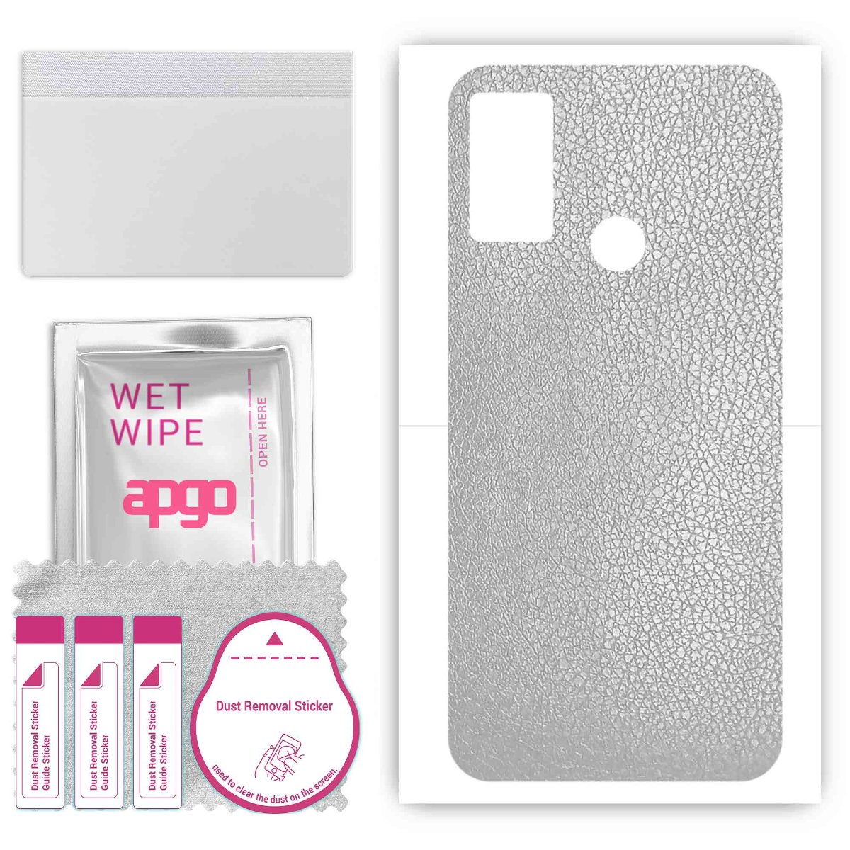 Folia naklejka skórka strukturalna na TYŁ do Cubot C20 -  Skóra Srebrna - apgo SKINS