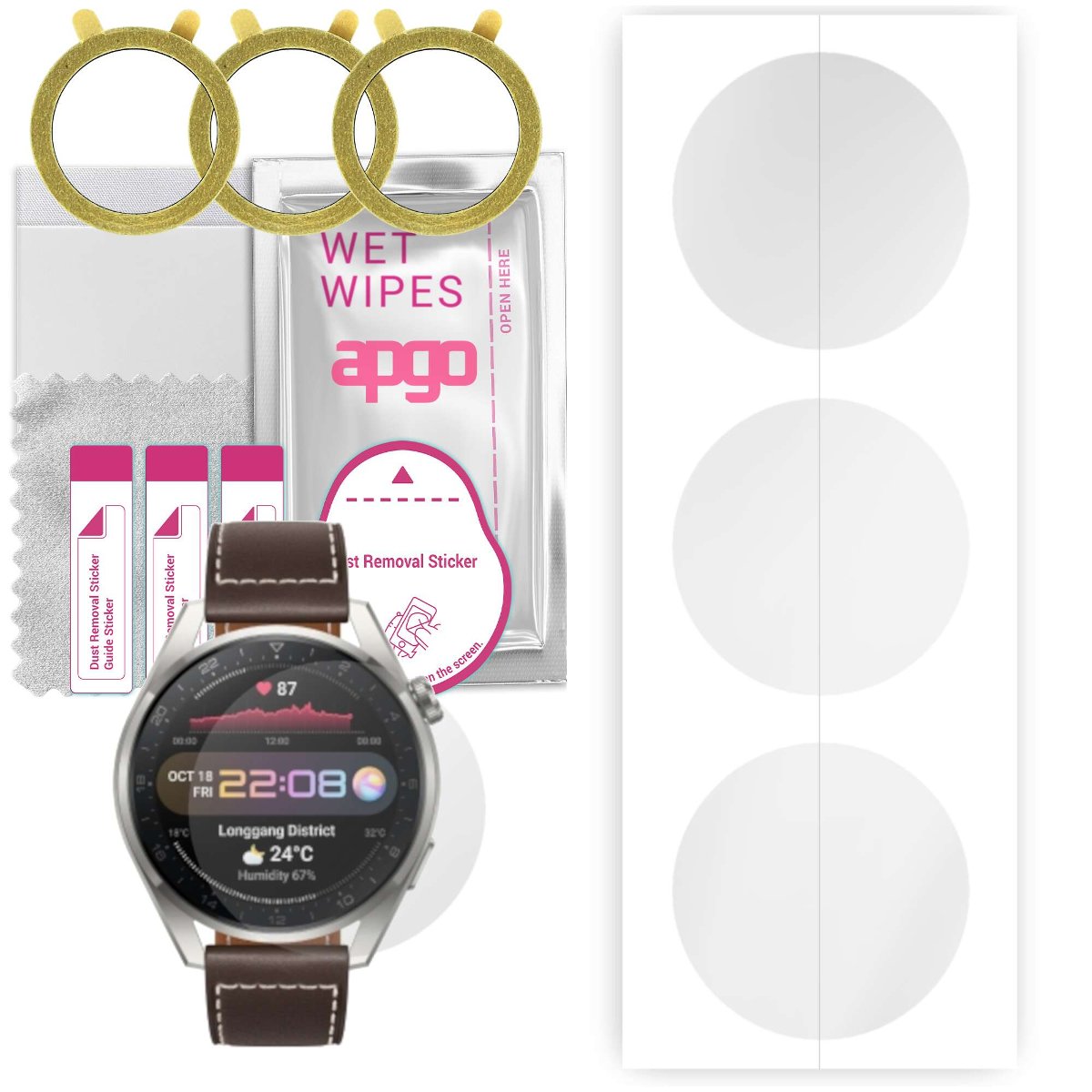 3x Folia hydrożelowa do Huawei Watch 3 Pro - apgo Smartwatch Hydrogel Protection Ochrona na ekran smartwatcha