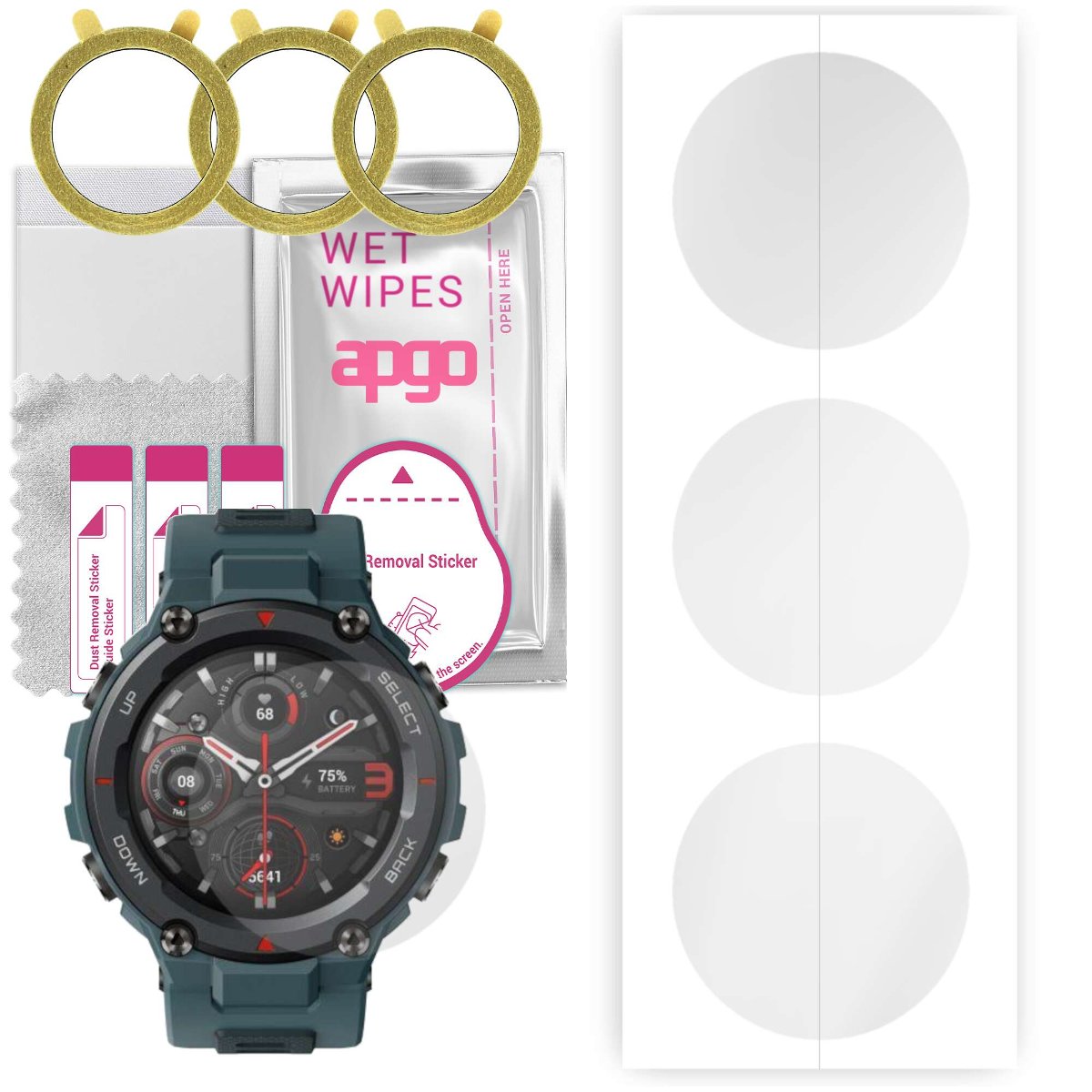 3x Folia hydrożelowa do Amazfit T-Rex Pro - apgo Smartwatch Hydrogel Protection Ochrona na ekran smartwatcha