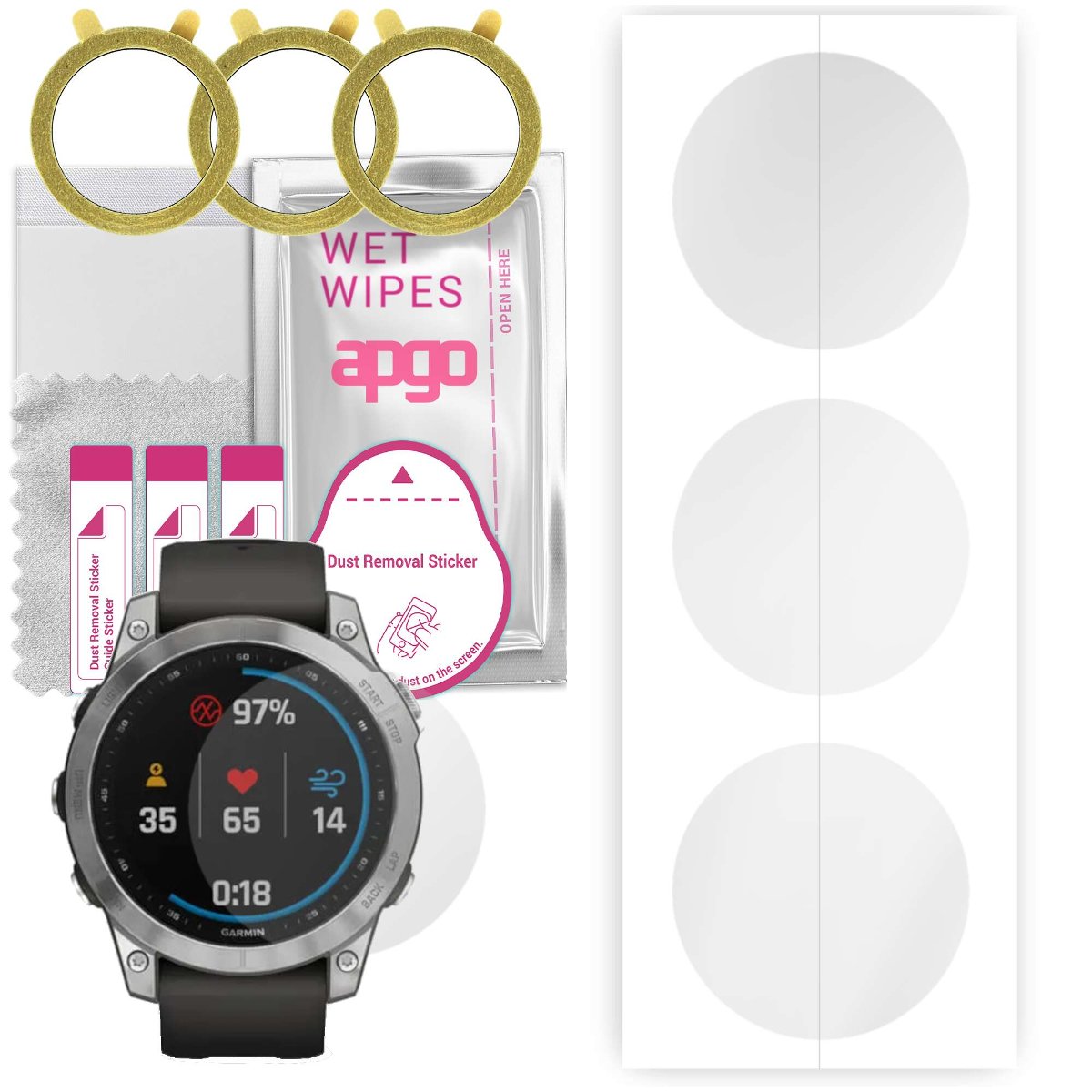 3x Folia hydrożelowa do Garmin Fenix 7 47mm - apgo Smartwatch Hydrogel Protection Ochrona na ekran smartwatcha