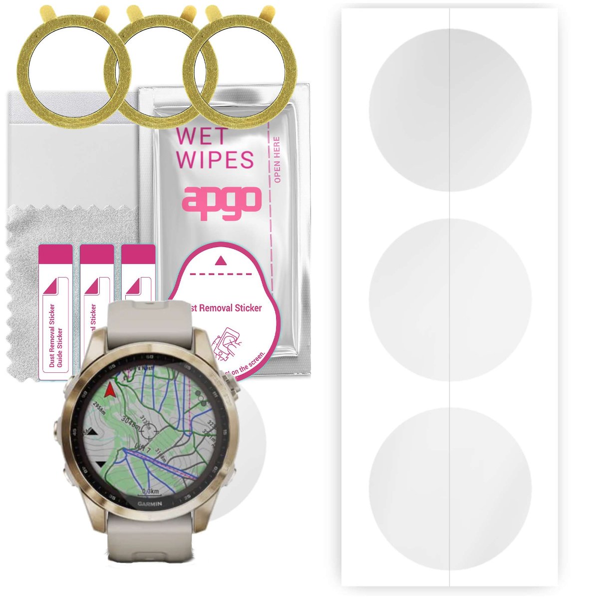 3x Folia hydrożelowa do Garmin Fenix 7S 42mm - apgo Smartwatch Hydrogel Protection Ochrona na ekran smartwatcha