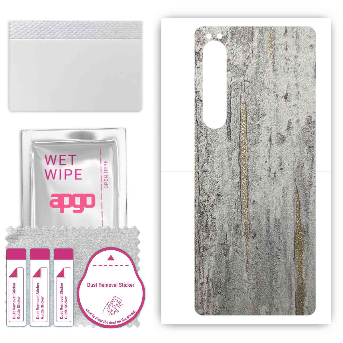 Folia naklejka skórka strukturalna na TYŁ do Sony Xperia 10 IV SO-52C -  Beton Złote Paski - apgo SKINS