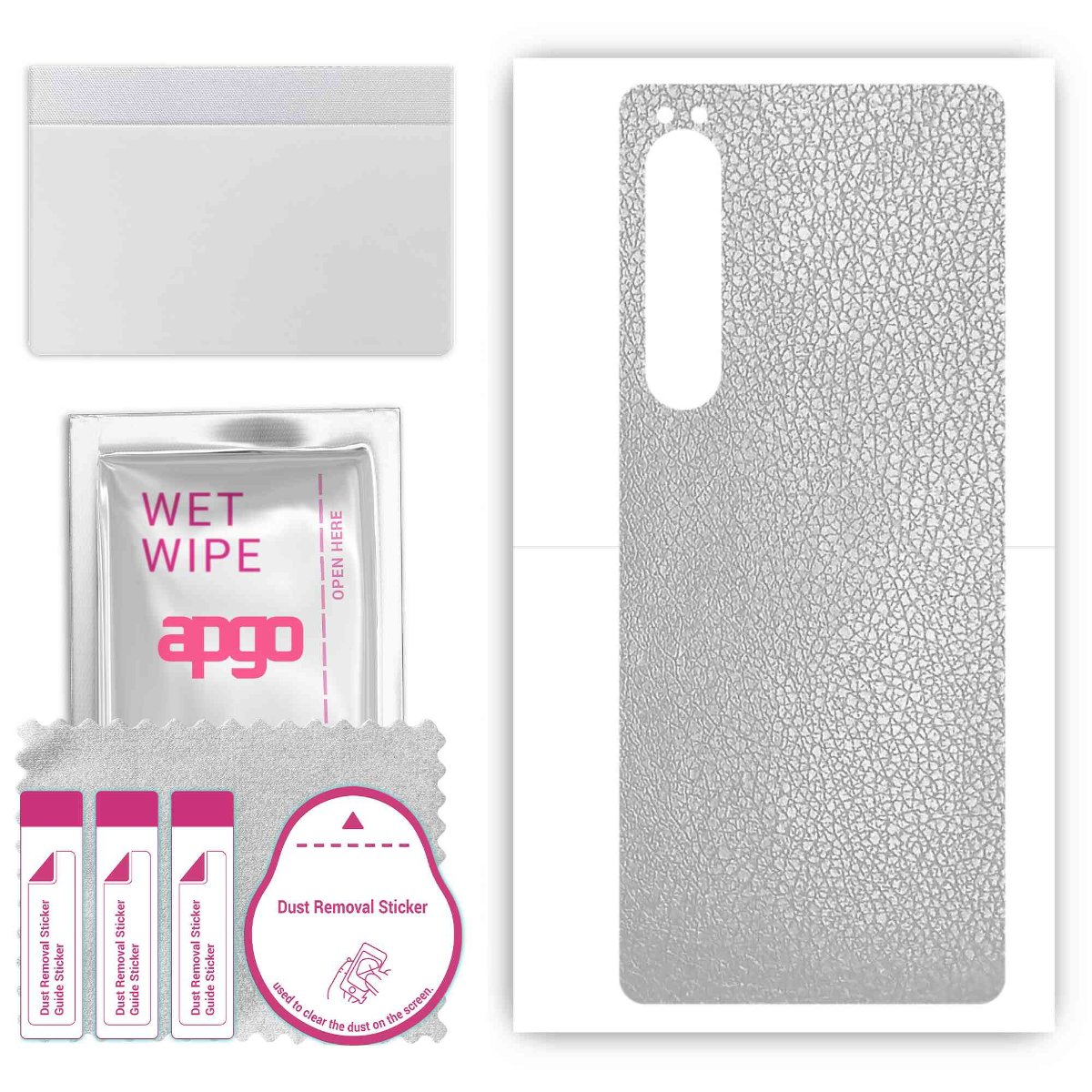 Folia naklejka skórka strukturalna na TYŁ do Sony Xperia 1 IV -  Skóra Srebrna - apgo SKINS