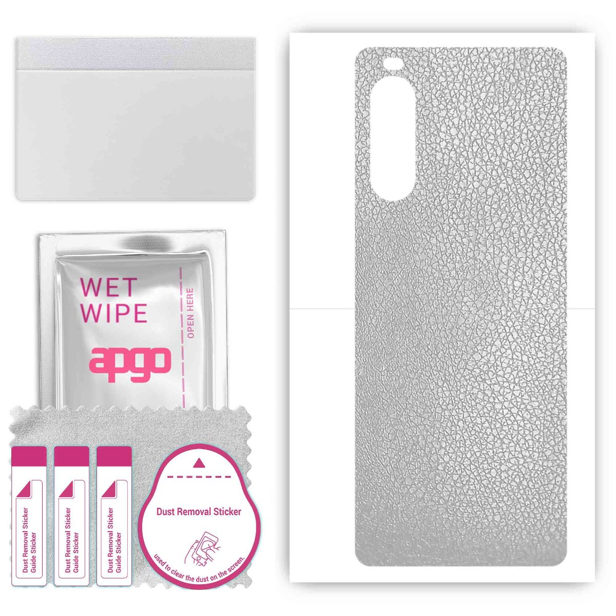 Folia naklejka skórka strukturalna na TYŁ do Sony Xperia 10 III Lite -  Skóra Srebrna - apgo SKINS