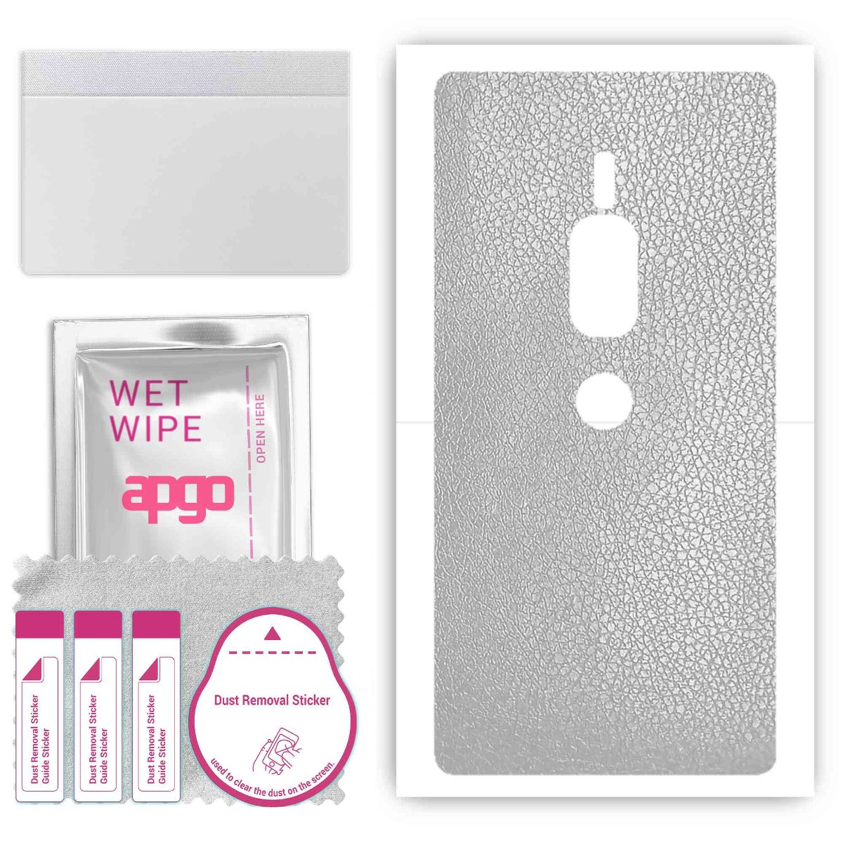 Folia naklejka skórka strukturalna na TYŁ do Sony Xperia XZ2 Premium -  Skóra Srebrna - apgo SKINS