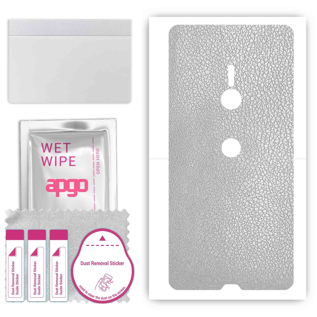 Folia naklejka skórka strukturalna na TYŁ do Sony Xperia XZ3 -  Skóra Srebrna - apgo SKINS