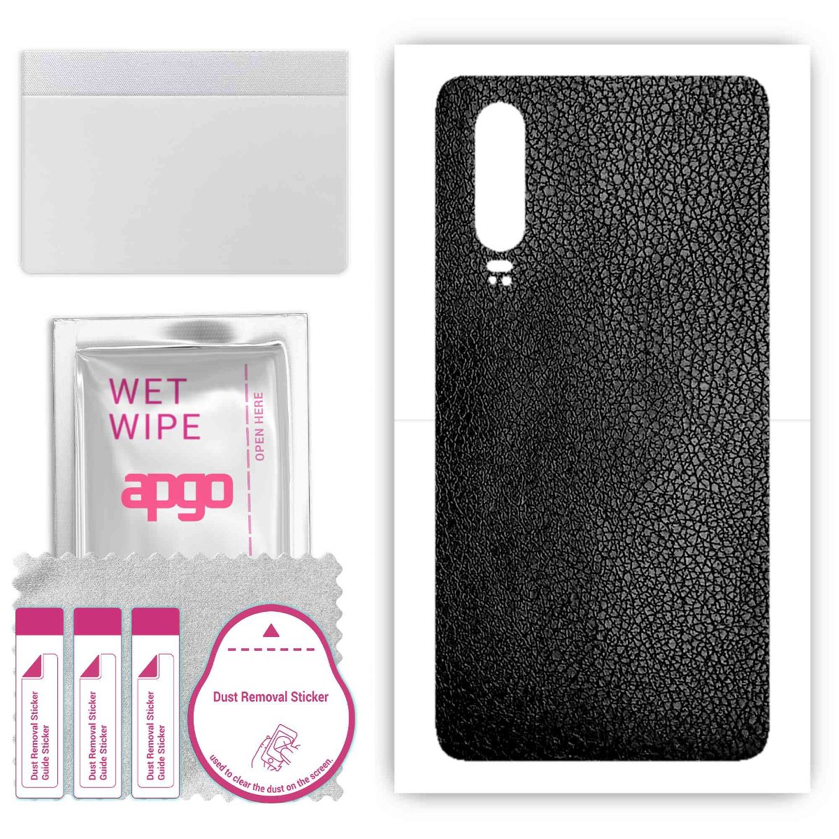 Folia naklejka skórka strukturalna na TYŁ do Huawei P30 -  Skóra Czarna - apgo SKINS