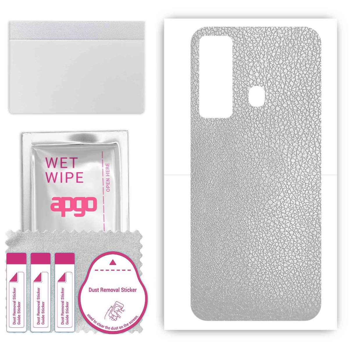 Folia naklejka skórka strukturalna na TYŁ do Tecno Camon 17 -  Skóra Srebrna - apgo SKINS