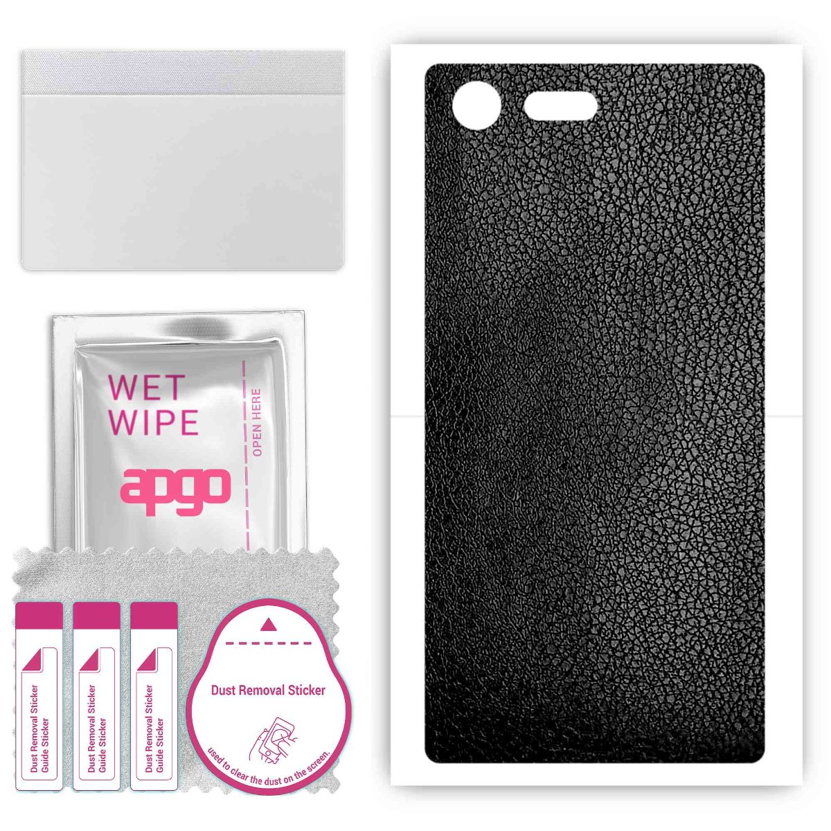 Folia naklejka skórka strukturalna na TYŁ do Sony Xperia X Compact -  Skóra Czarna - apgo SKINS