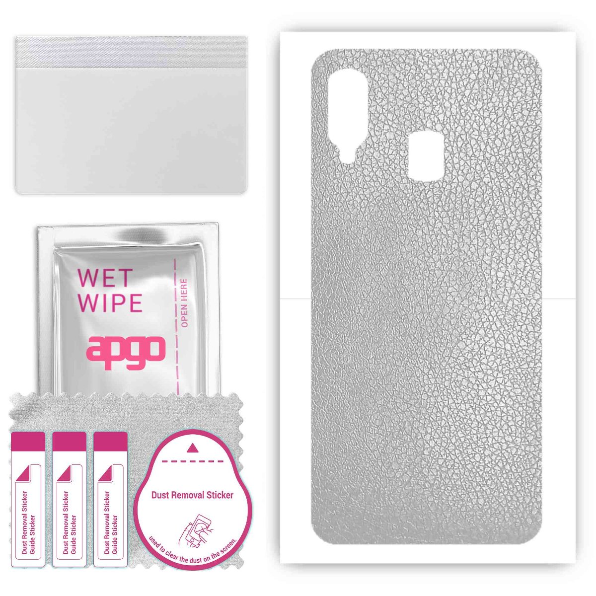 Folia naklejka skórka strukturalna na TYŁ do Samsung Galaxy A40 -  Skóra Srebrna - apgo SKINS
