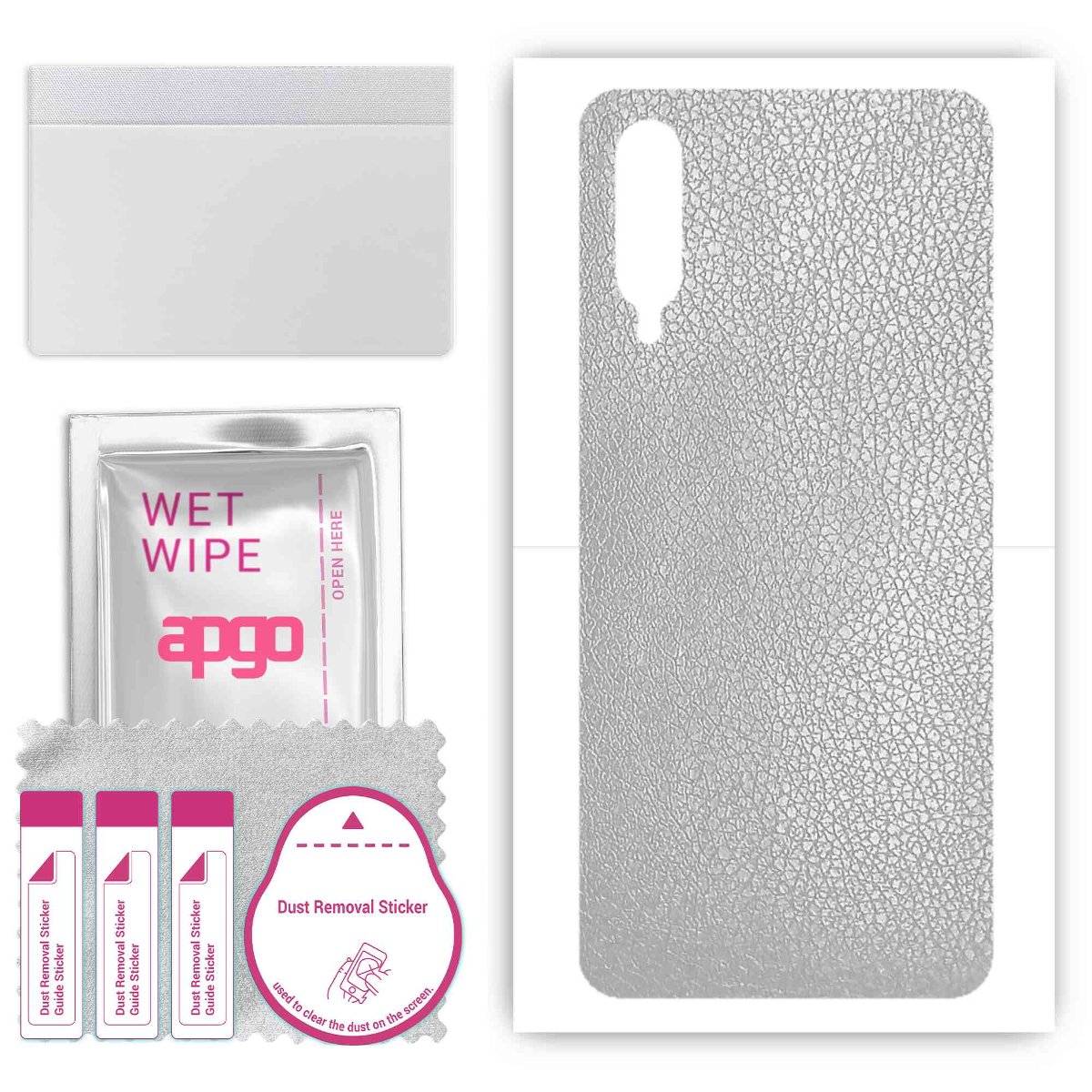 Folia naklejka skórka strukturalna na TYŁ do Xiaomi Mi 9 Lite -  Skóra Srebrna - apgo SKINS