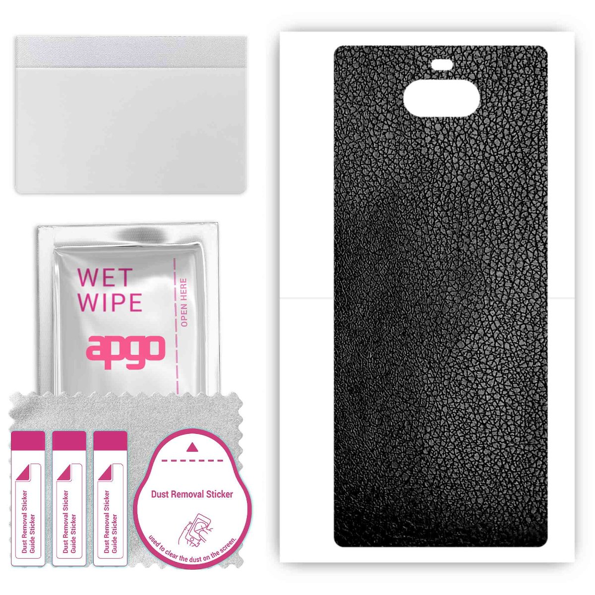 Folia naklejka skórka strukturalna na TYŁ do Sony Xperia 8 Lite -  Skóra Czarna - apgo SKINS