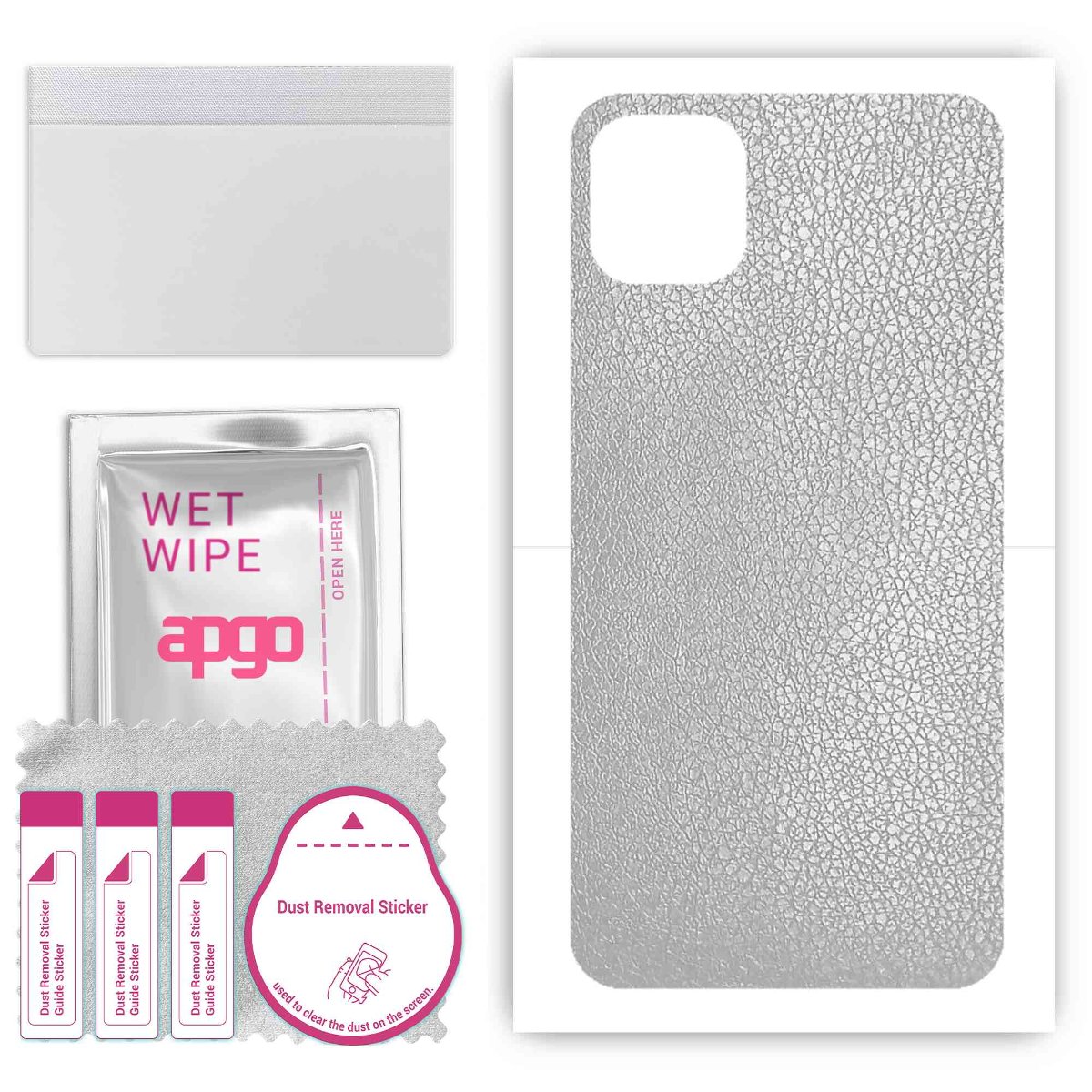 Folia naklejka skórka strukturalna na TYŁ do Apple iPhone 11 Pro Max -  Skóra Srebrna - apgo SKINS