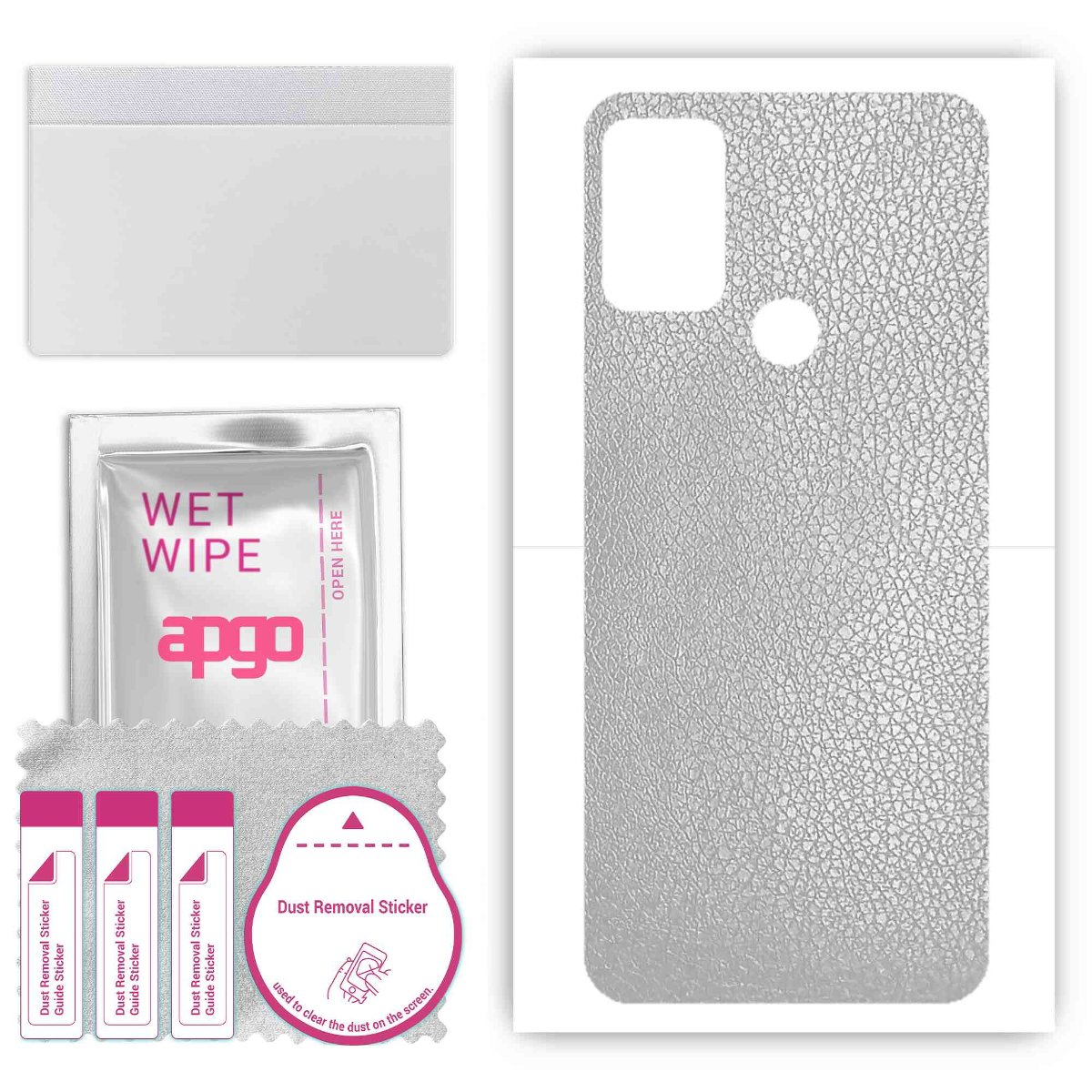 Folia naklejka skórka strukturalna na TYŁ do Motorola Moto G50 -  Skóra Srebrna - apgo SKINS