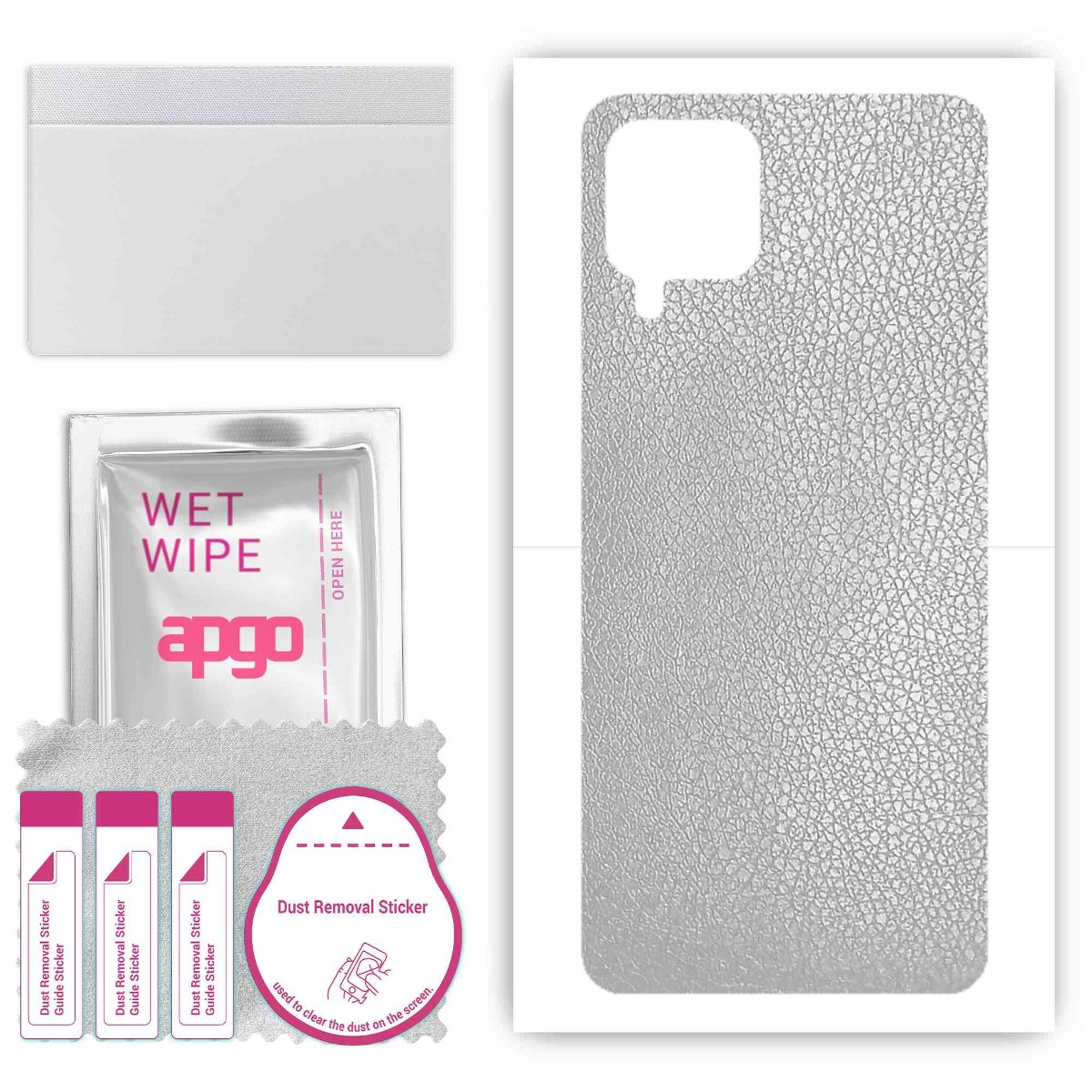 Folia naklejka skórka strukturalna na TYŁ do Samsung Galaxy A22 -  Skóra Srebrna - apgo SKINS