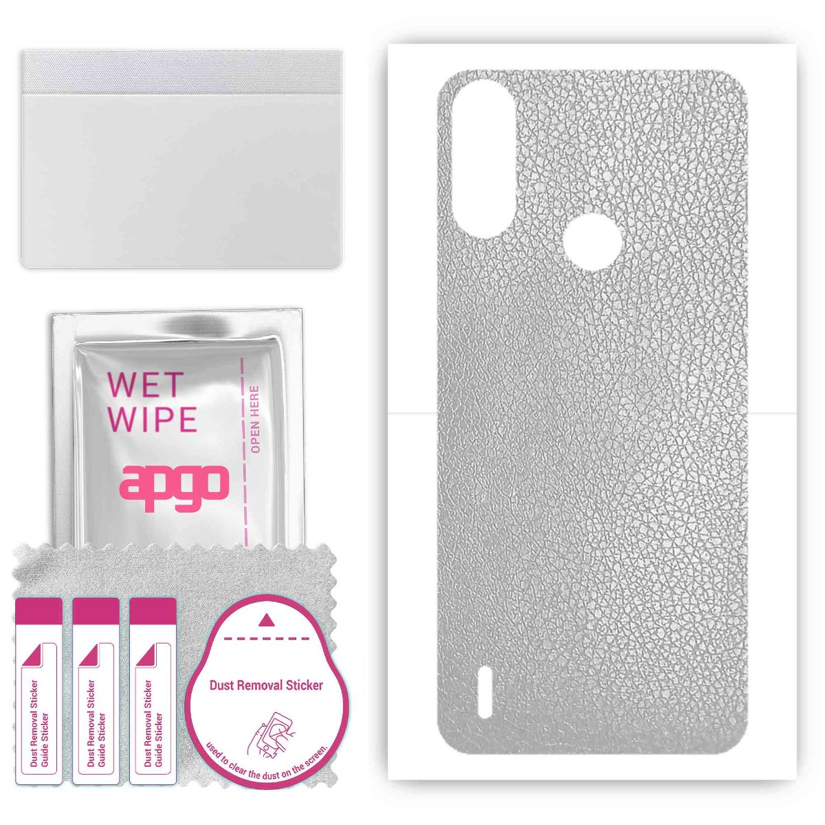 Folia naklejka skórka strukturalna na TYŁ do Motorola Moto E7 Power -  Skóra Srebrna - apgo SKINS