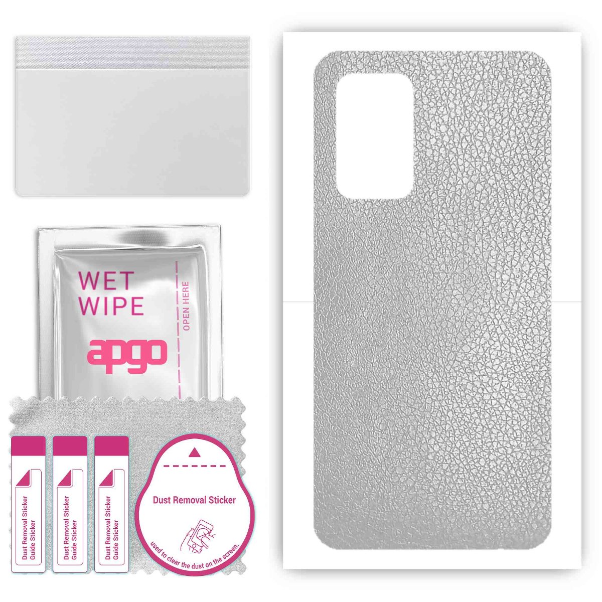 Folia naklejka skórka strukturalna na TYŁ do Samsung Galaxy A52 5G -  Skóra Srebrna - apgo SKINS