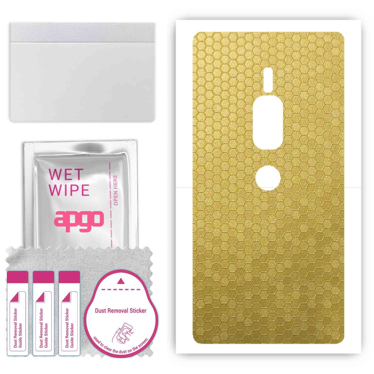 Folia naklejka skórka strukturalna na TYŁ do Sony Xperia XZ2 Premium -  Plaster Miodu Złoty - apgo SKINS