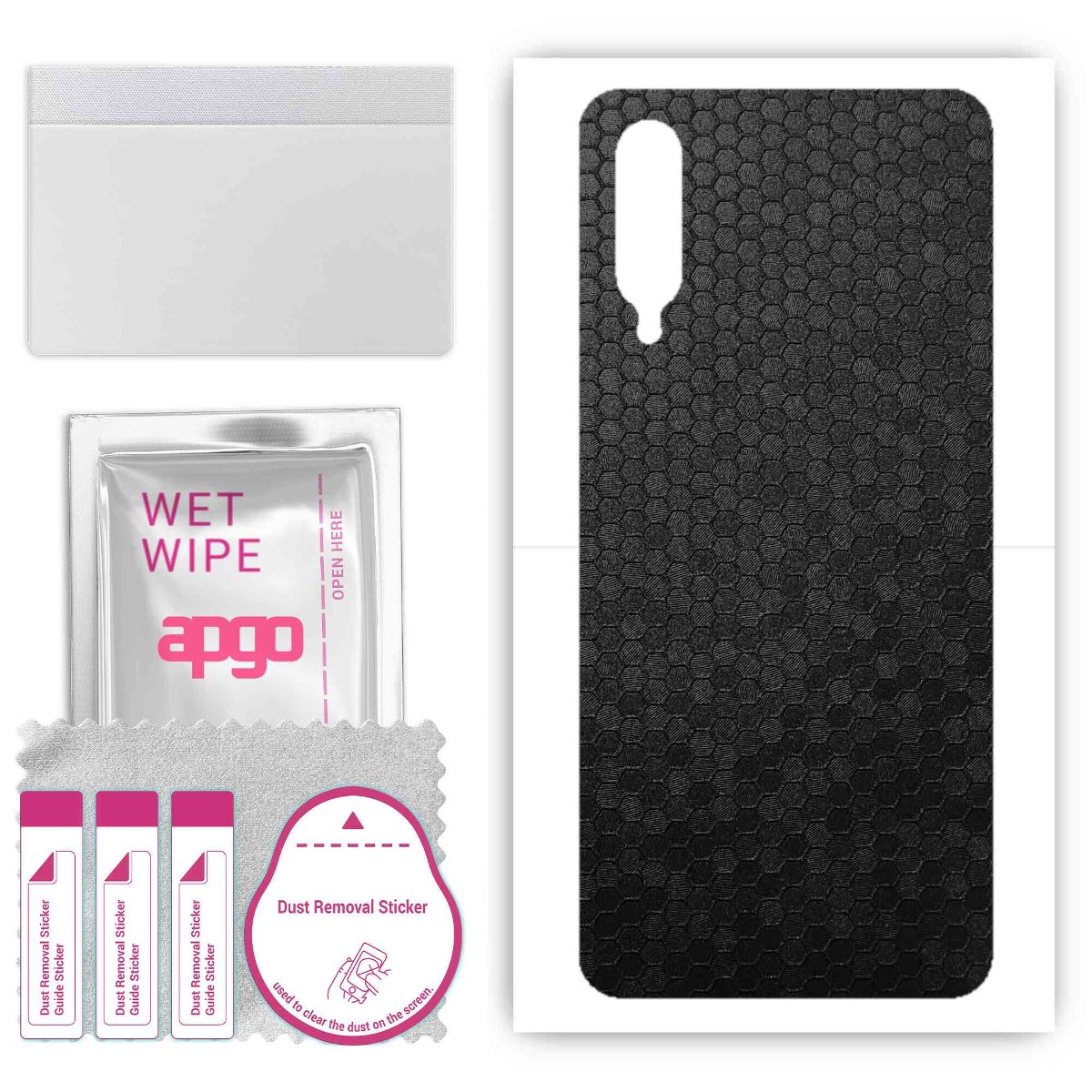 Folia naklejka skórka strukturalna na TYŁ do Xiaomi Mi 9 Lite -  Plaster Miodu Czarny - apgo SKINS