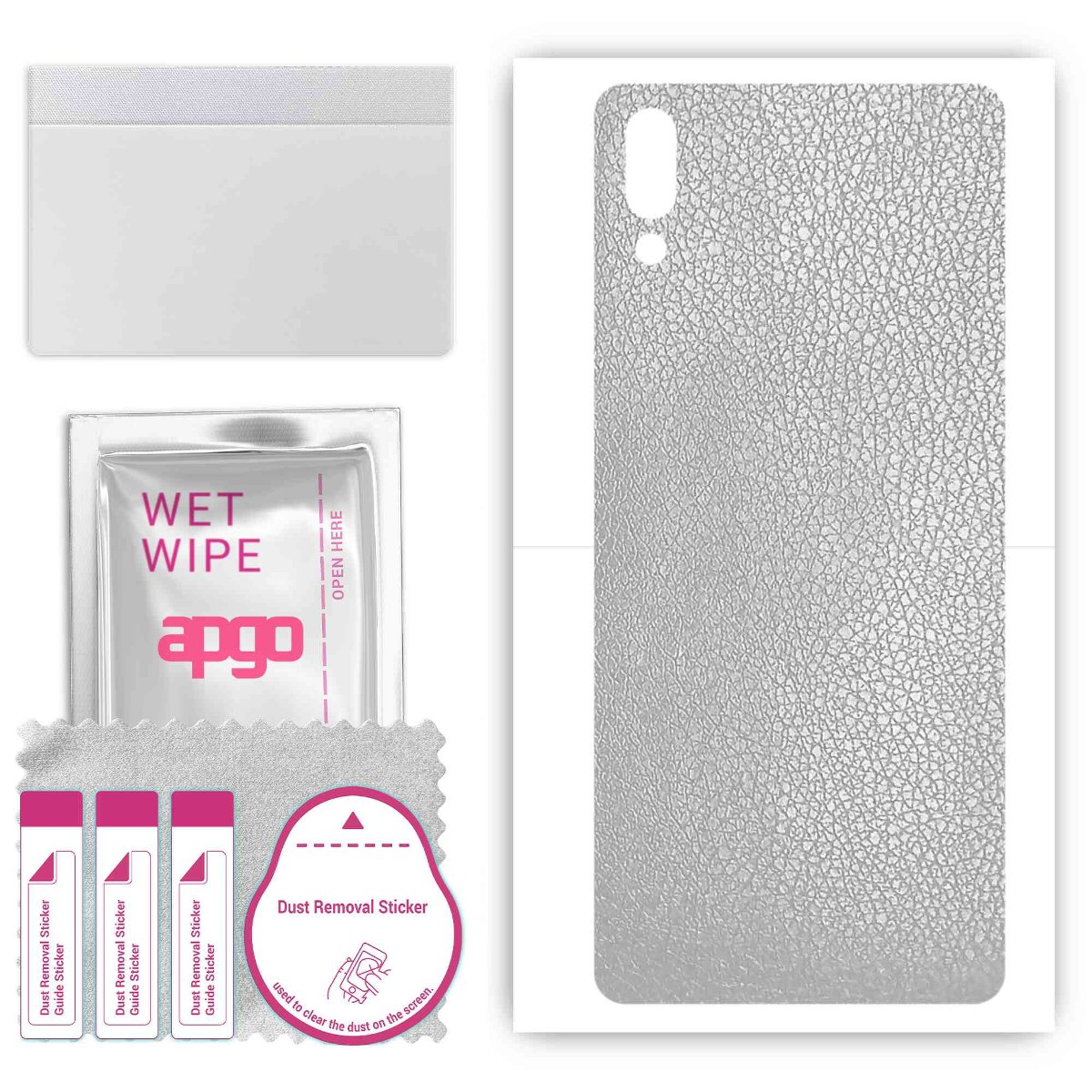 Folia naklejka skórka strukturalna na TYŁ do Sony Xperia L3 -  Skóra Srebrna - apgo SKINS