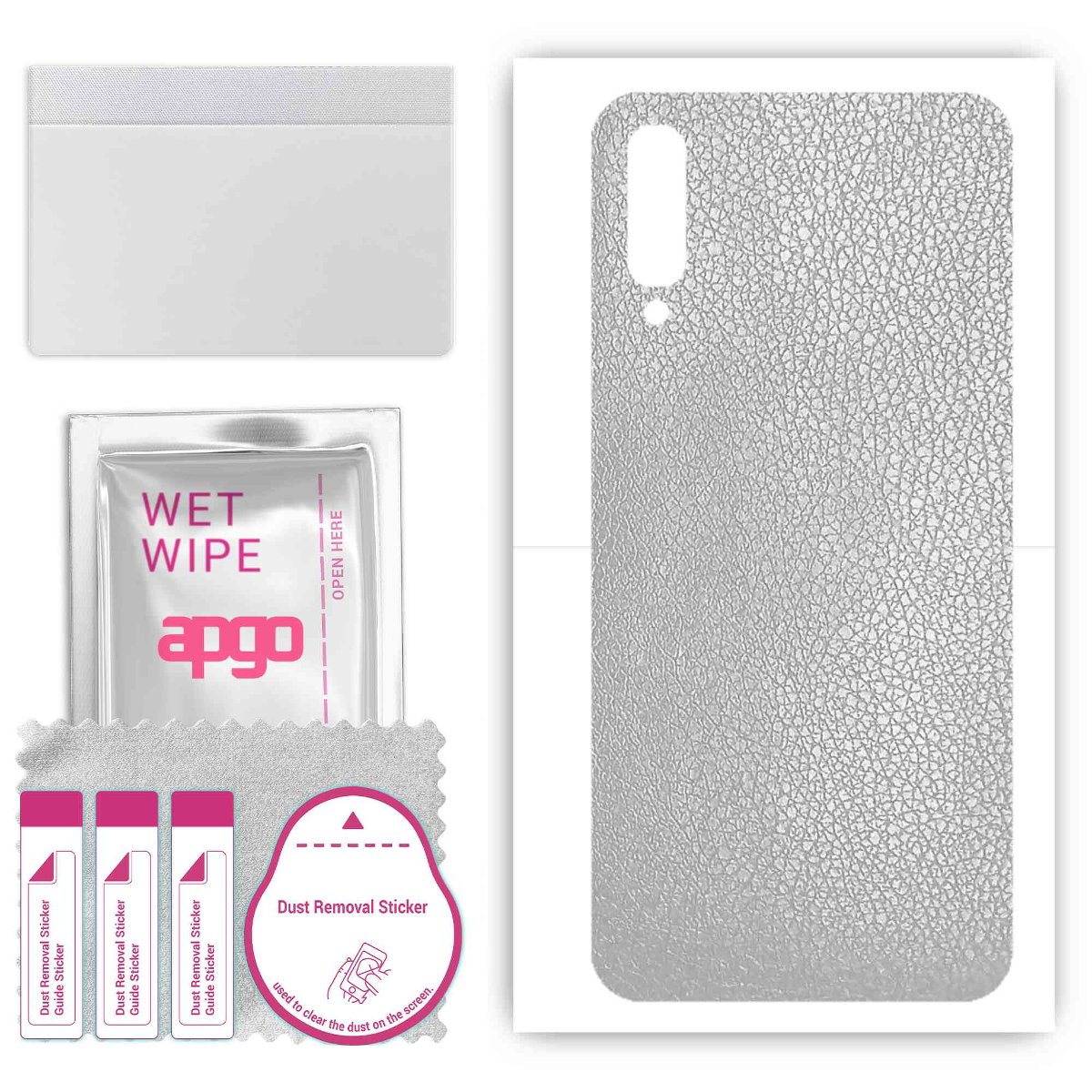 Folia naklejka skórka strukturalna na TYŁ do Samsung Galaxy A70 -  Skóra Srebrna - apgo SKINS