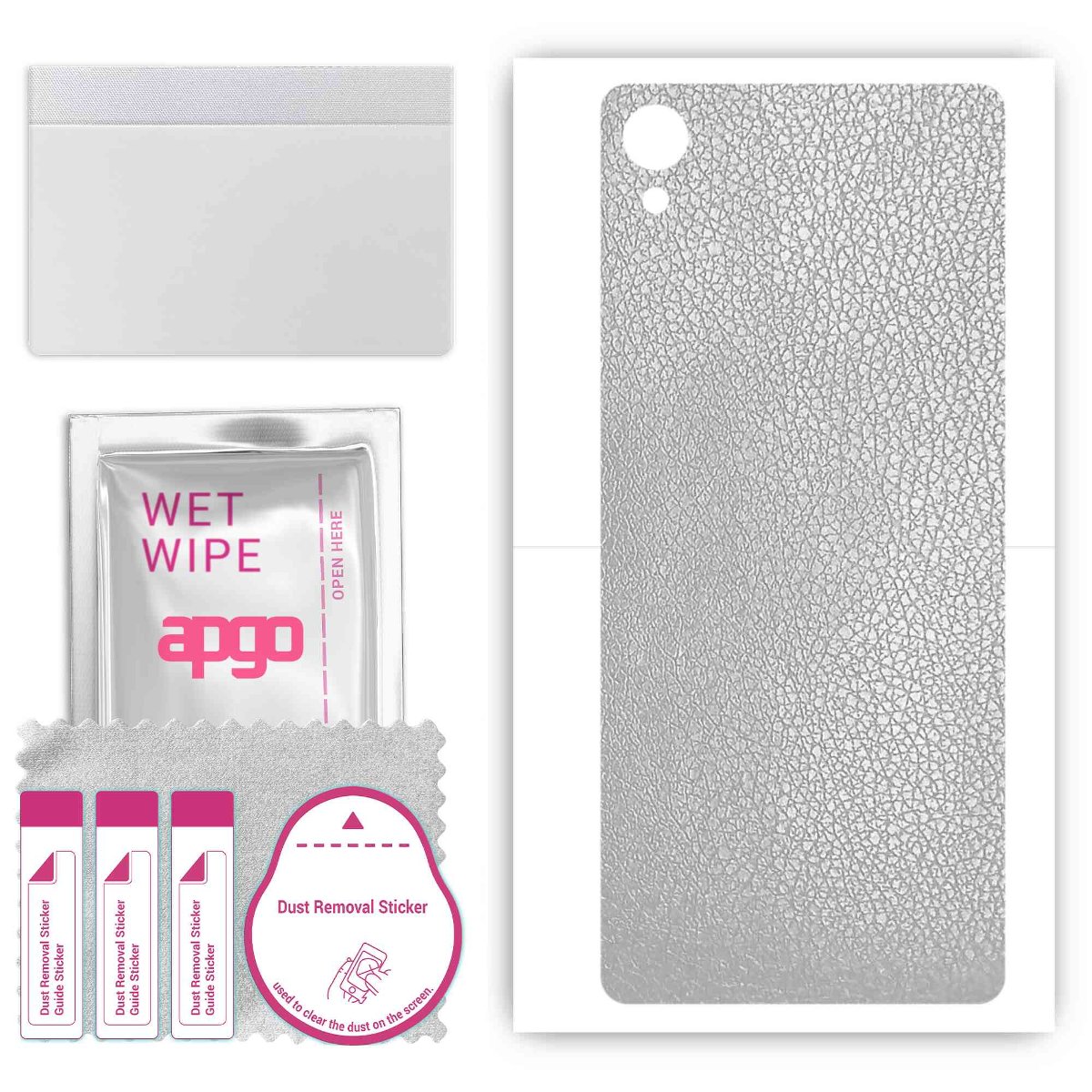 Folia naklejka skórka strukturalna na TYŁ do Sony Xperia X Performance -  Skóra Srebrna - apgo SKINS