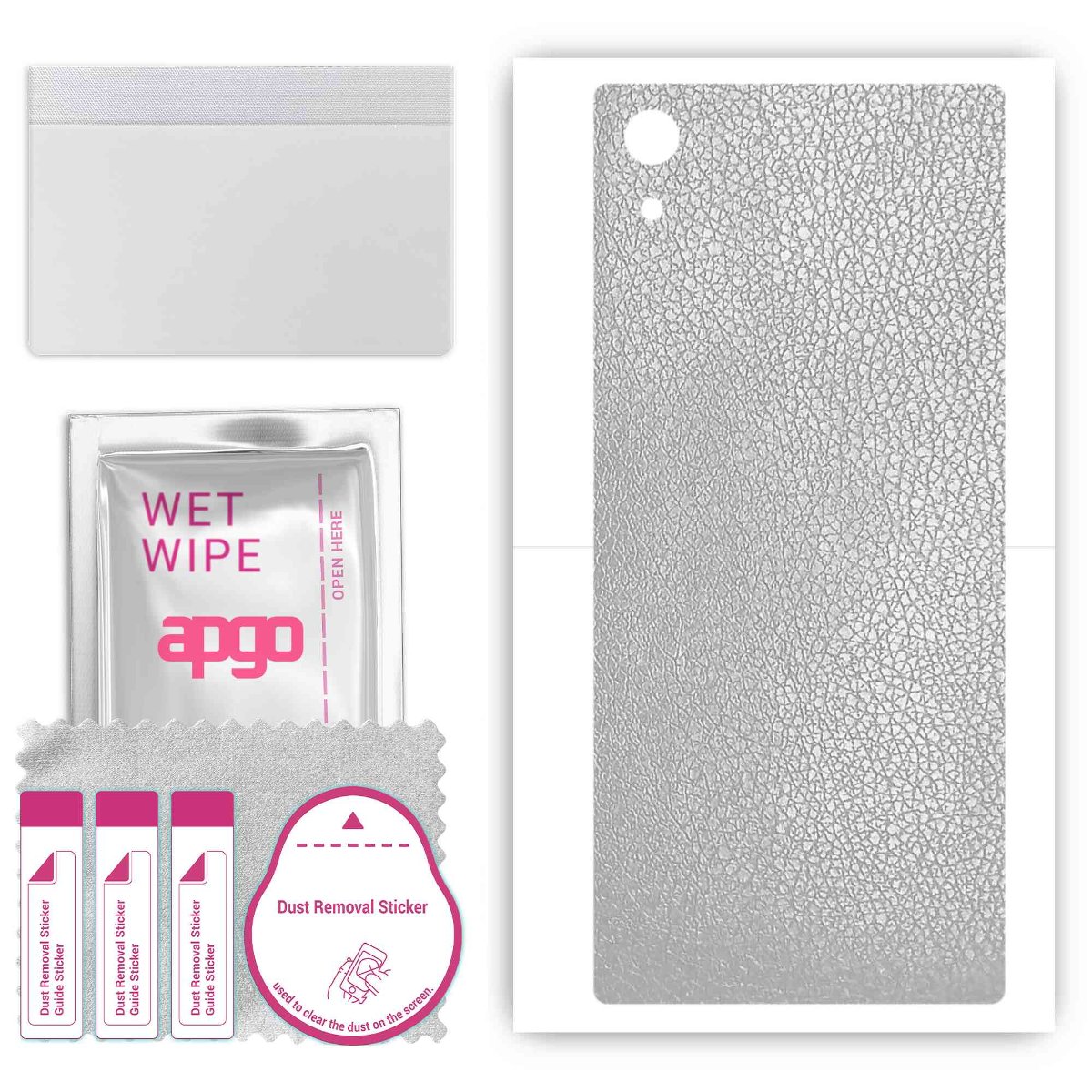 Folia naklejka skórka strukturalna na TYŁ do Sony Xperia XA1 -  Skóra Srebrna - apgo SKINS