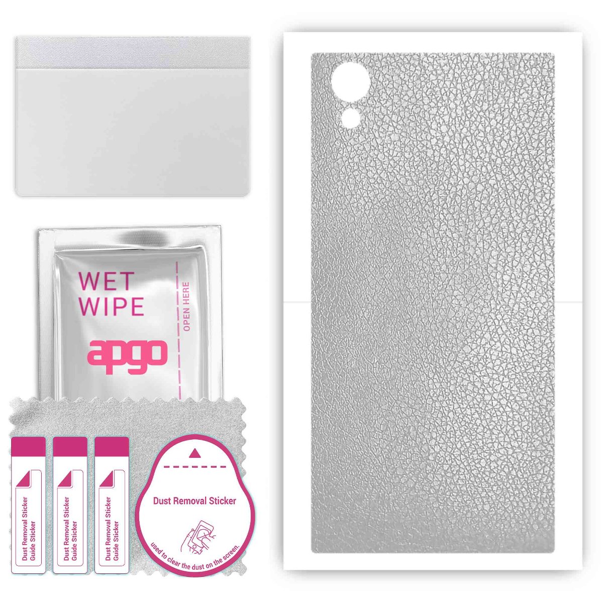 Folia naklejka skórka strukturalna na TYŁ do Sony Xperia XA1 Plus -  Skóra Srebrna - apgo SKINS