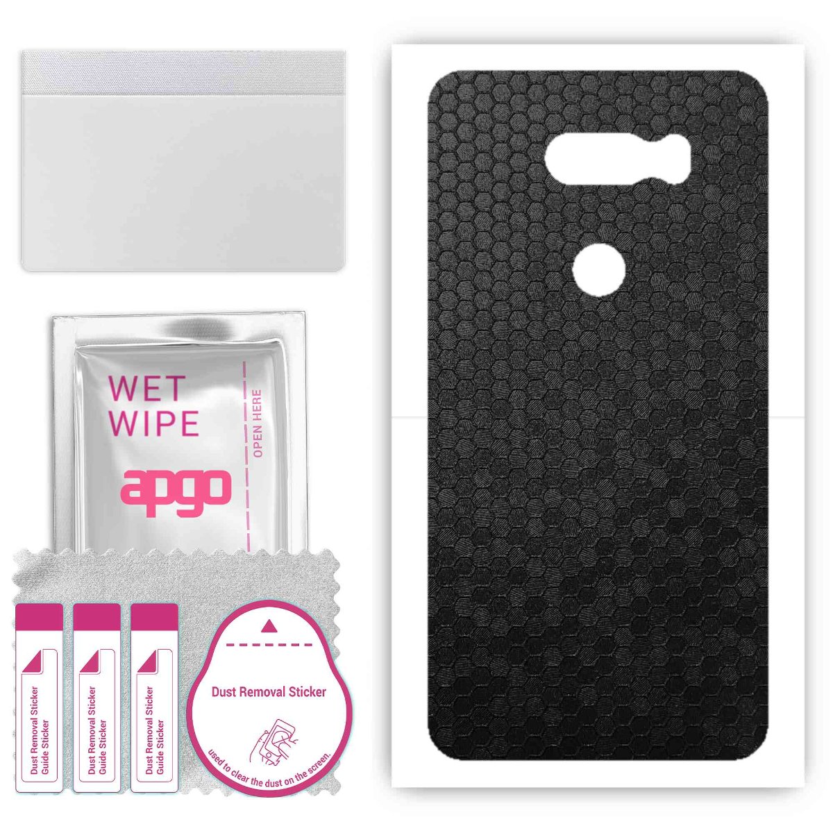 Folia naklejka skórka strukturalna na TYŁ do LG V30 -  Plaster Miodu Czarny - apgo SKINS