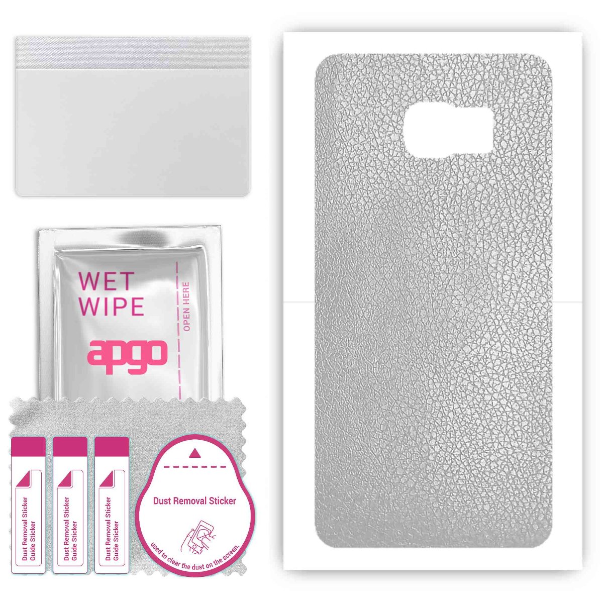 Folia naklejka skórka strukturalna na TYŁ do Samsung Galaxy S6 Edge+ SM-G928F -  Skóra Srebrna - apgo SKINS