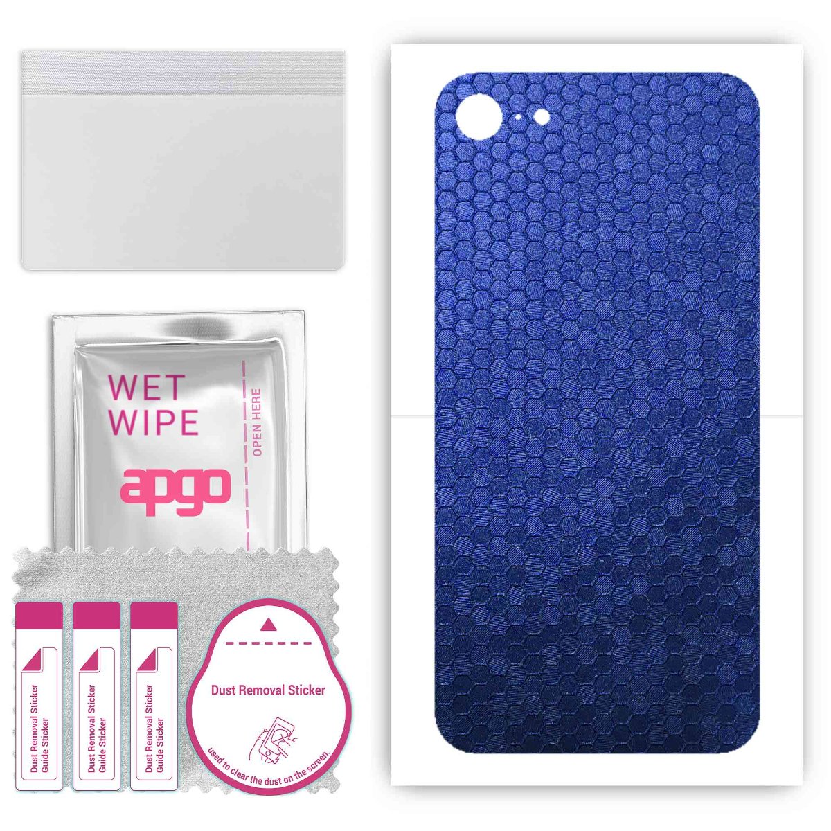 Folia naklejka skórka strukturalna na TYŁ do Apple iPhone 8 -  Plaster Miodu Niebieski - apgo SKINS