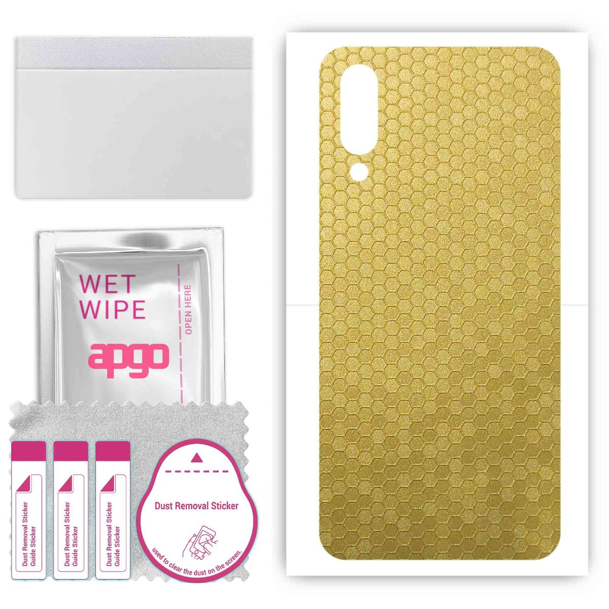 Folia naklejka skórka strukturalna na TYŁ do Xiaomi Mi 9 Explorer -  Plaster Miodu Złoty - apgo SKINS
