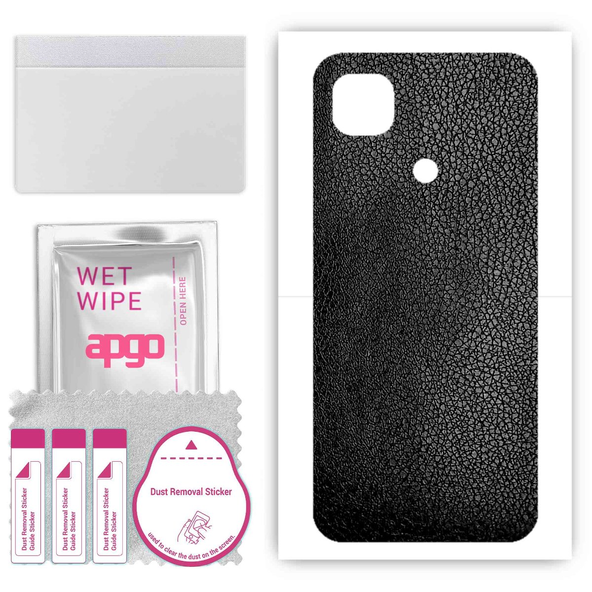 Folia naklejka skórka strukturalna na TYŁ do Xiaomi Redmi 9C -  Skóra Czarna - apgo SKINS