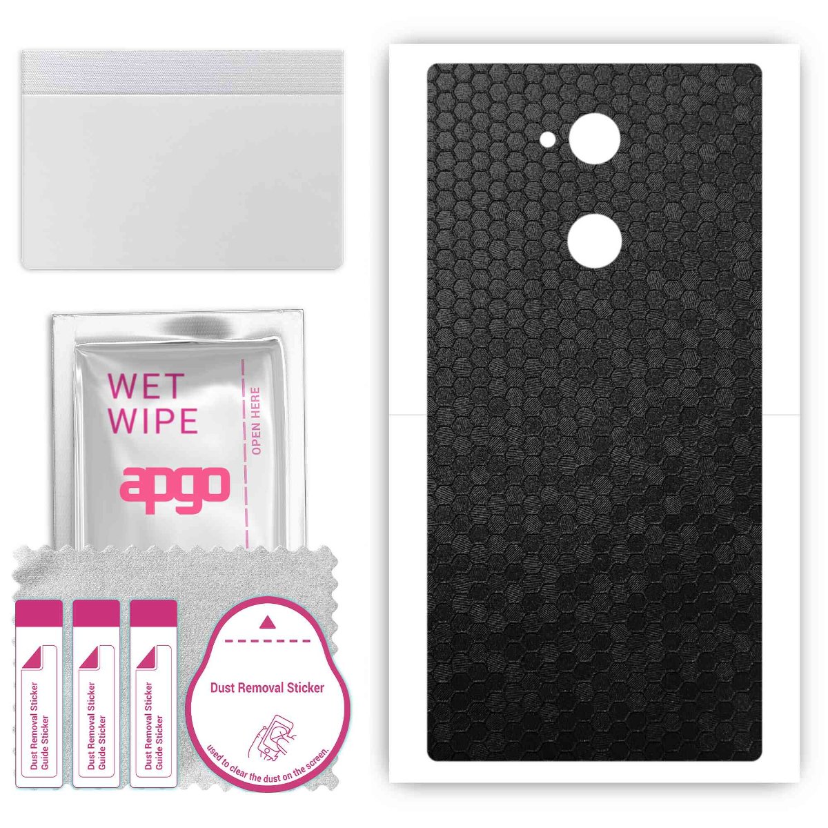 Folia naklejka skórka strukturalna na TYŁ do Sony Xperia XA2 Plus -  Plaster Miodu Czarny - apgo SKINS