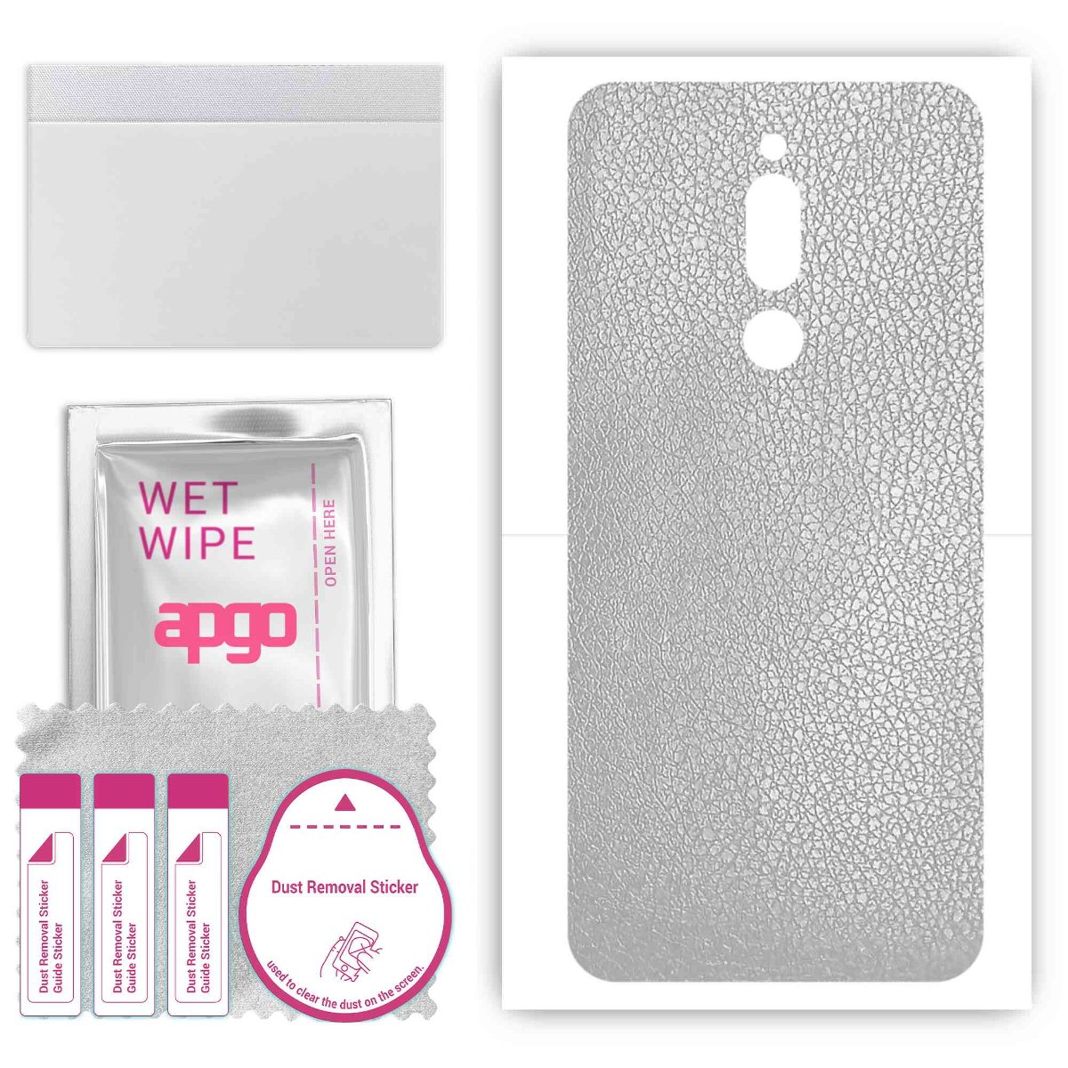 Folia naklejka skórka strukturalna na TYŁ do Meizu M6T -  Skóra Srebrna - apgo SKINS