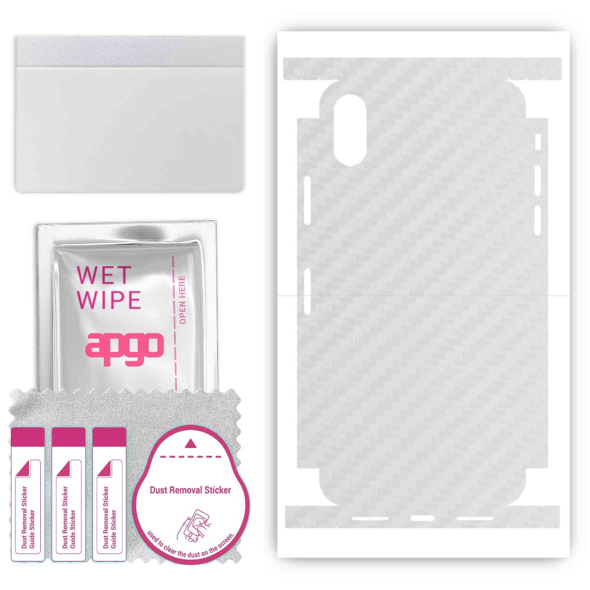 Folia naklejka skórka strukturalna na TYŁ+BOKI do Apple iPhone XS -  Carbon Przezroczysty - apgo SKINS