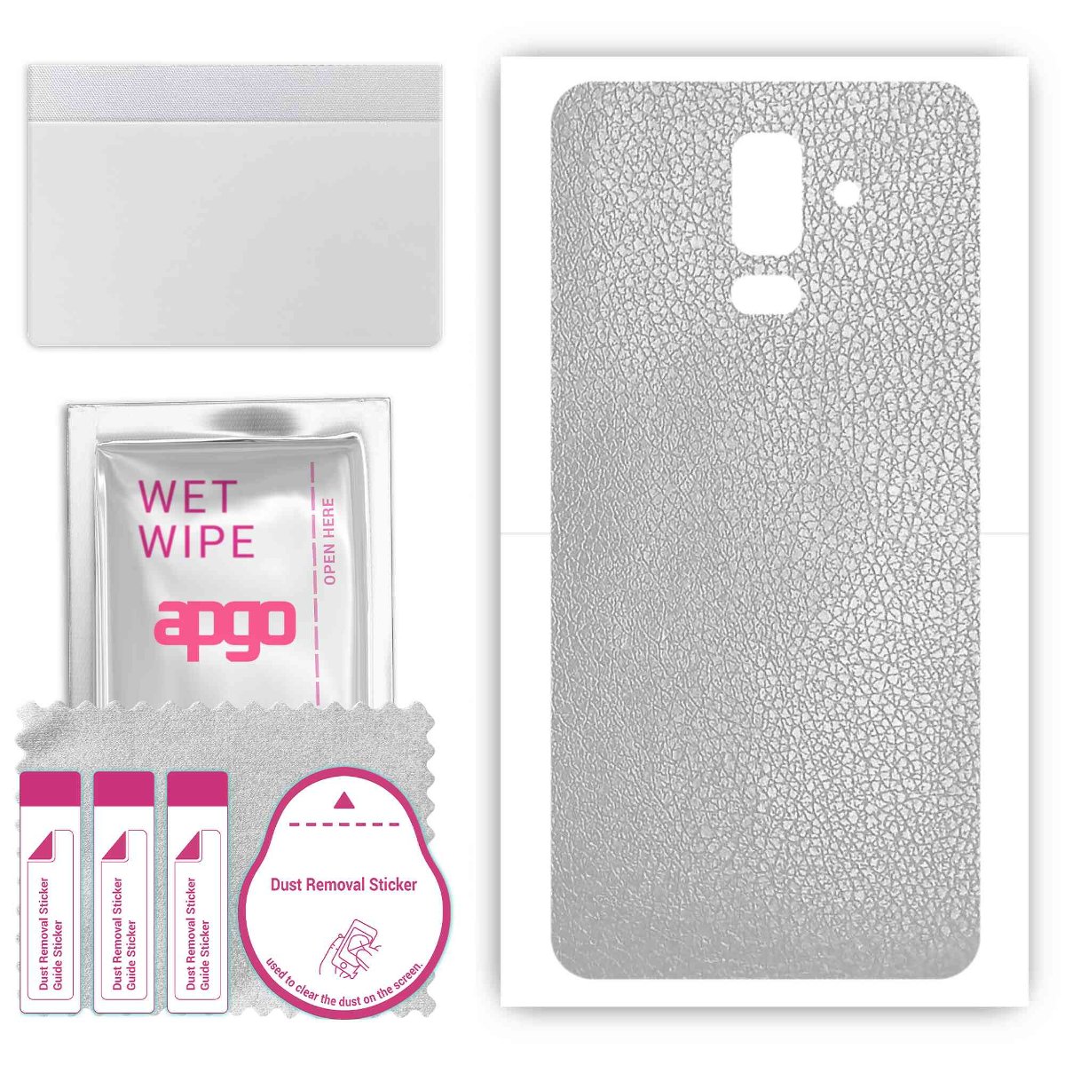 Folia naklejka skórka strukturalna na TYŁ do Samsung Galaxy J8 -  Skóra Srebrna - apgo SKINS