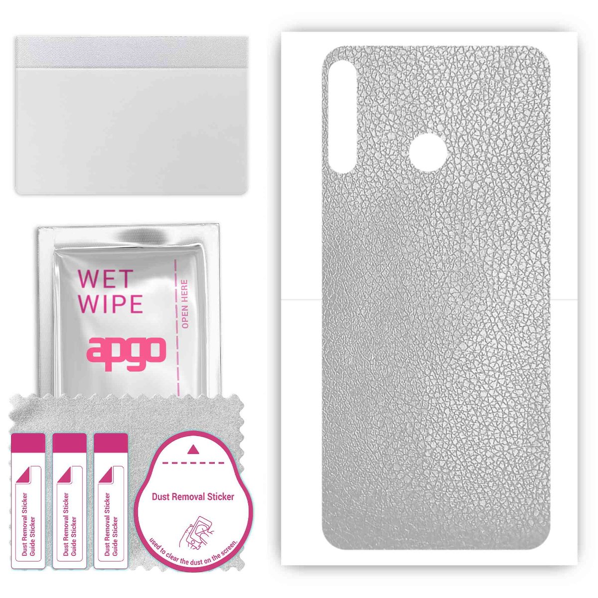 Folia naklejka skórka strukturalna na TYŁ do Tecno Spark 4 -  Skóra Srebrna - apgo SKINS