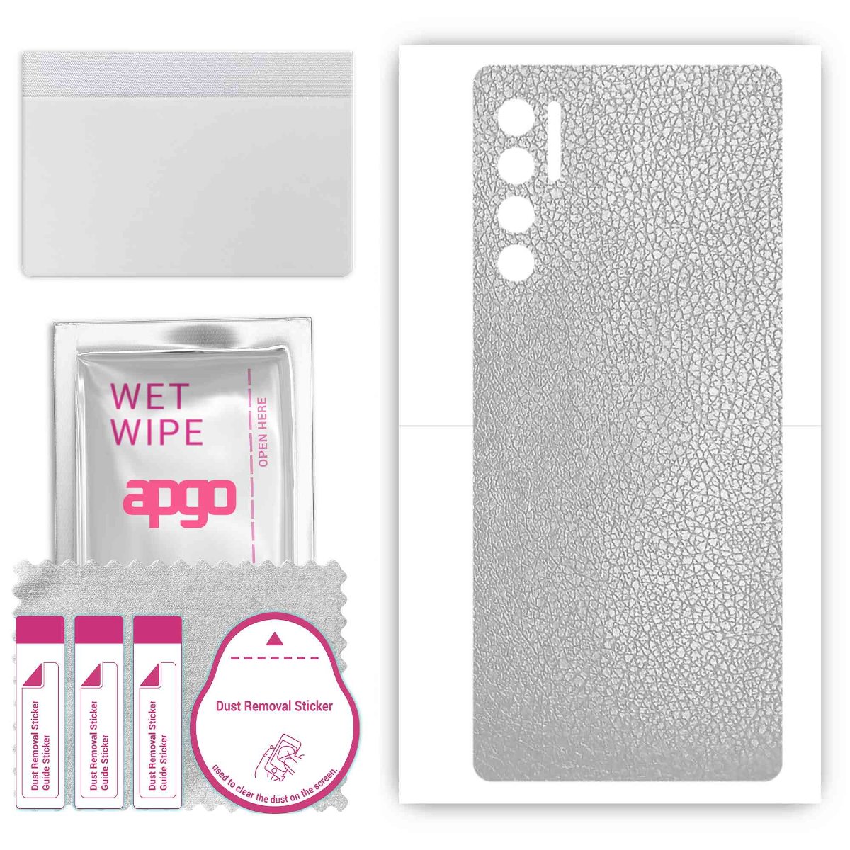 Folia naklejka skórka strukturalna na TYŁ do TCL 20L -  Skóra Srebrna - apgo SKINS