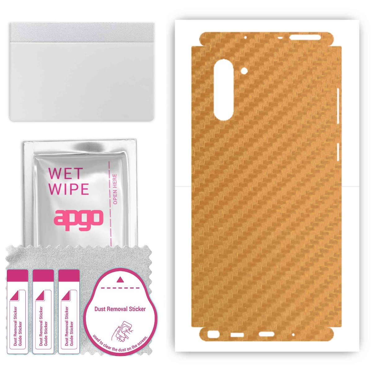 Folia naklejka skórka strukturalna na TYŁ+BOKI do Samsung Galaxy Note 10 5G -  Carbon Złoty - apgo SKINS