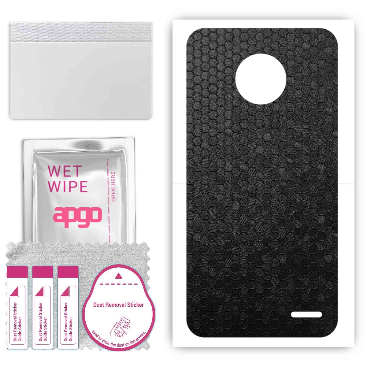 Folia naklejka skórka strukturalna na TYŁ do Motorola Moto E4 -  Plaster Miodu Czarny - apgo SKINS