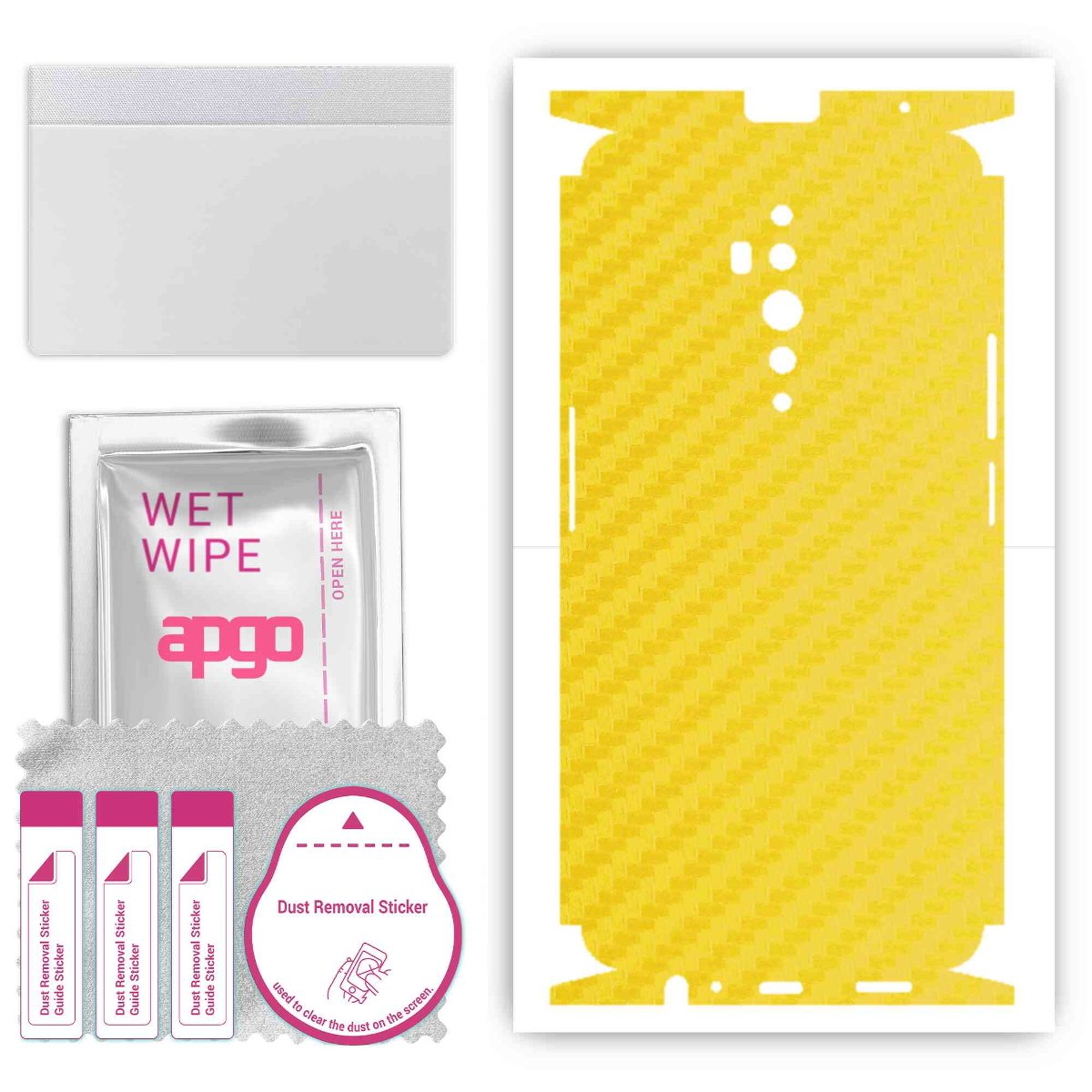 Folia naklejka skórka strukturalna na TYŁ+BOKI do Oppo Reno2 Z -  Carbon Żółty - apgo SKINS