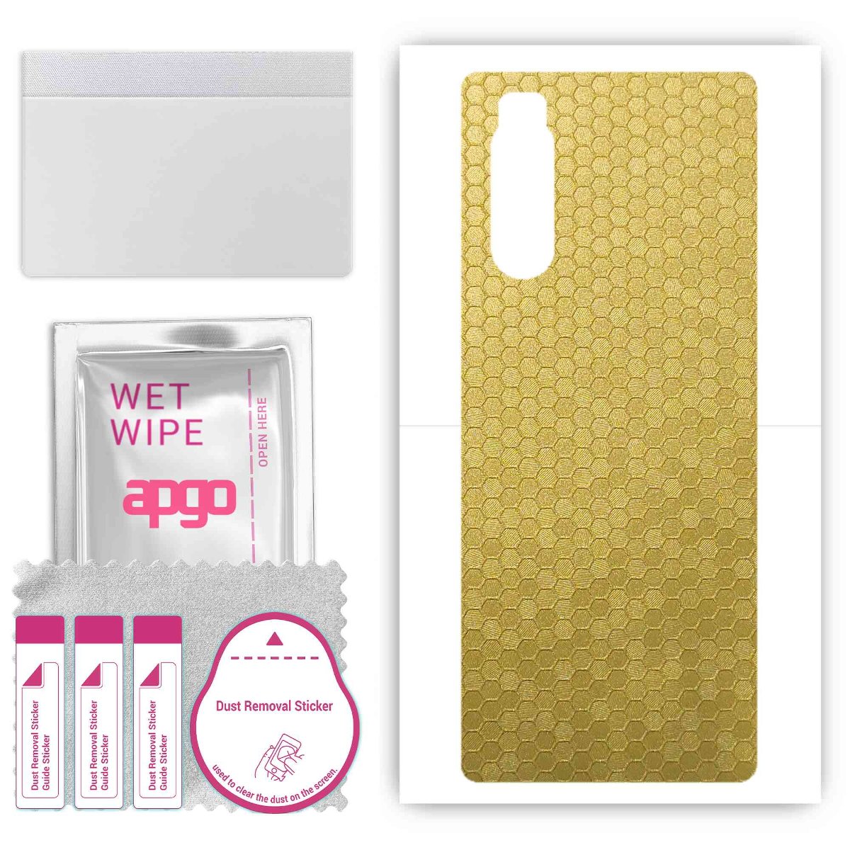 Folia naklejka skórka strukturalna na TYŁ do Sony Xperia 5 -  Plaster Miodu Złoty - apgo SKINS