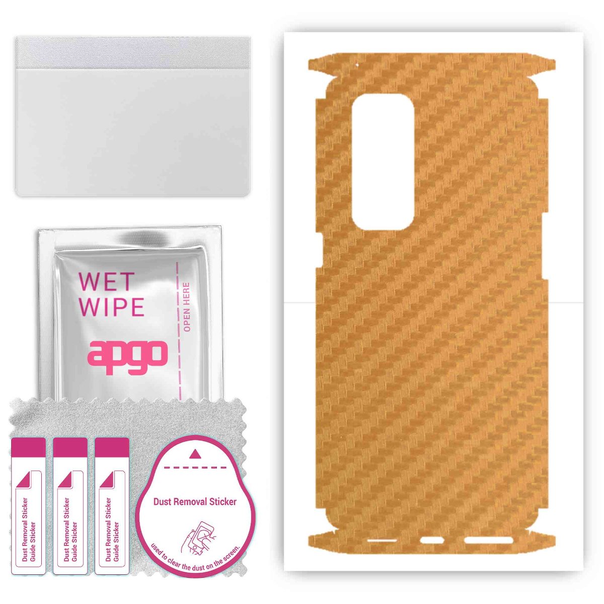 Folia naklejka skórka strukturalna na TYŁ+BOKI do Oppo Reno5 Pro+ 5G -  Carbon Złoty - apgo SKINS