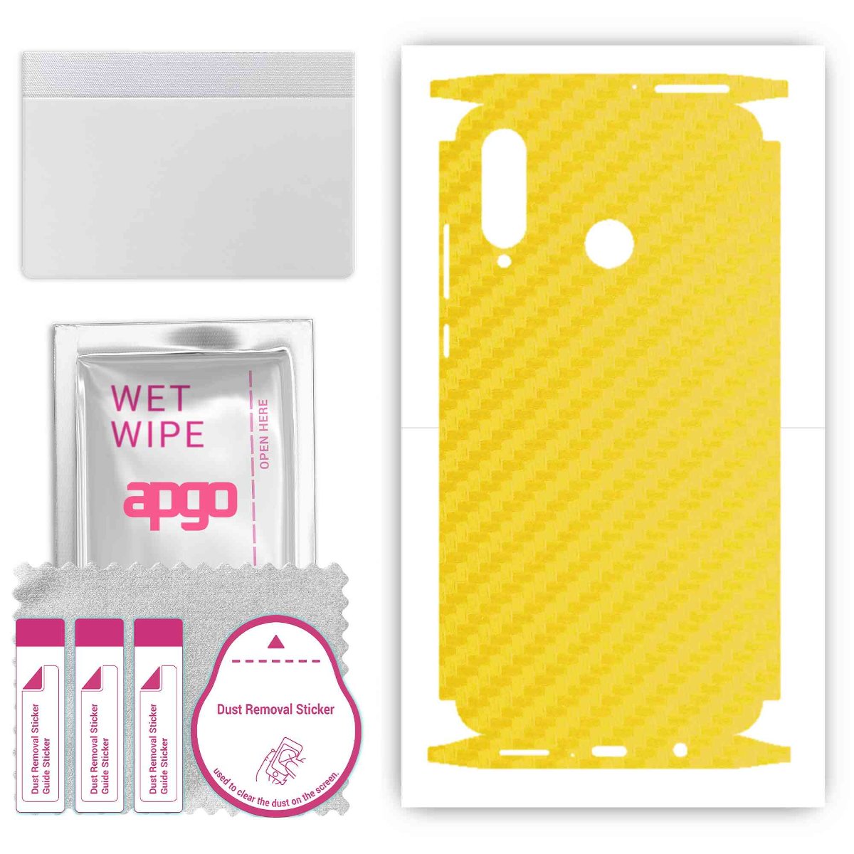 Folia naklejka skórka strukturalna na TYŁ+BOKI do Huawei P30 lite -  Carbon Żółty - apgo SKINS